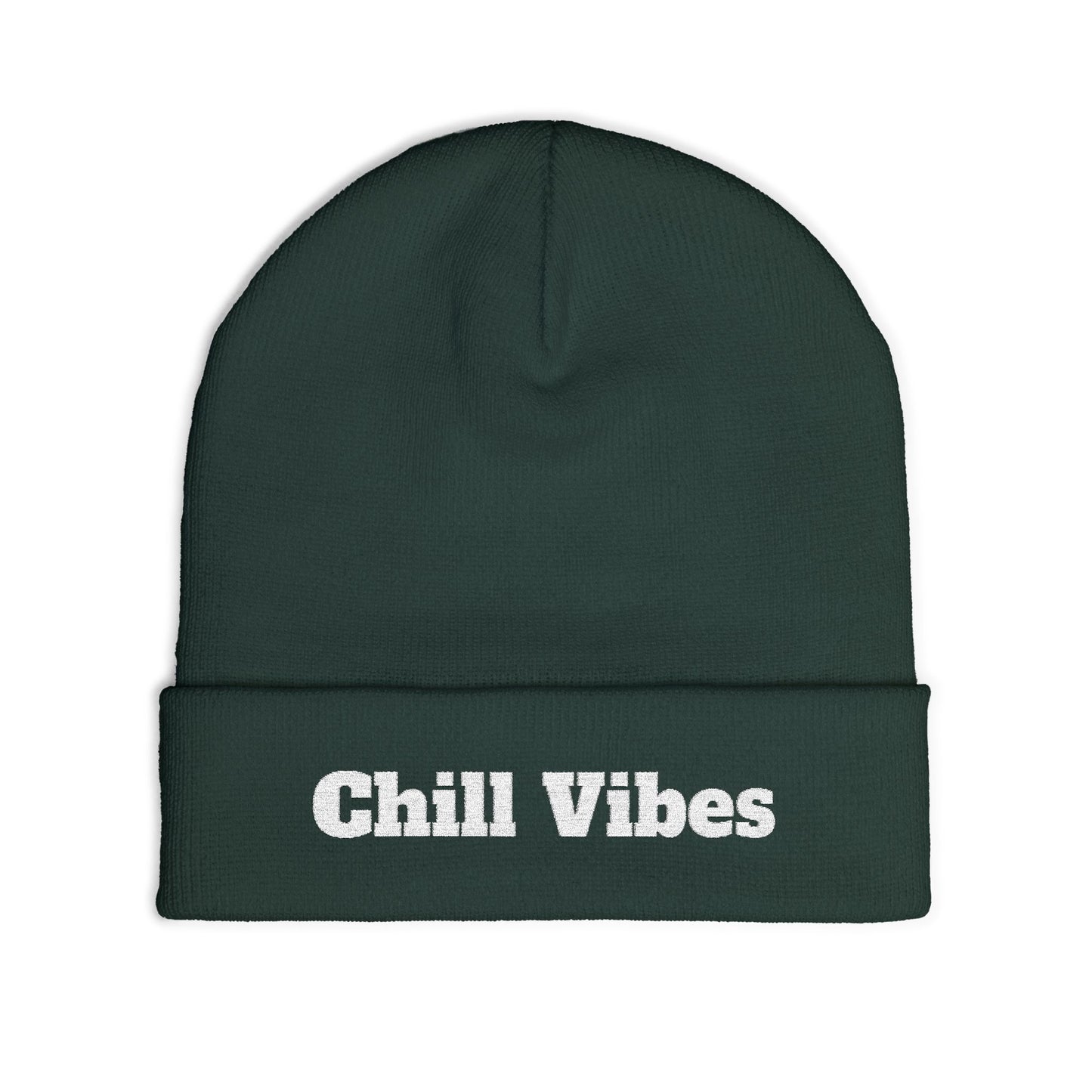 Chill Vibes Knit Beanie - Cozy Embroidered Winter Hat, Gift for Him, Her, Casual Style, Outdoor Activities, Perfect for Cold Weather