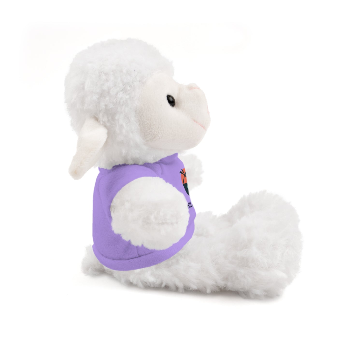 Chill Vibes Stuffed Animal, Cute Gift for Kids, Plush Toy with Tee, Birthday Present, Cozy Home Decor, Baby Shower Gift