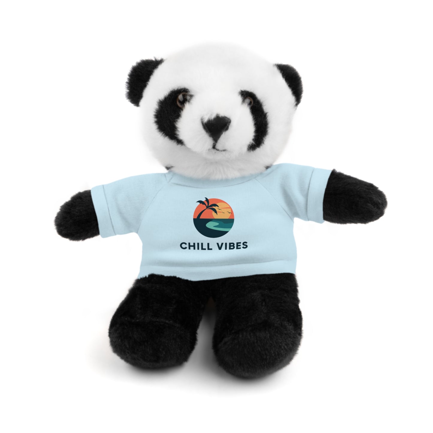Chill Vibes Stuffed Animal, Cute Gift for Kids, Plush Toy with Tee, Birthday Present, Cozy Home Decor, Baby Shower Gift