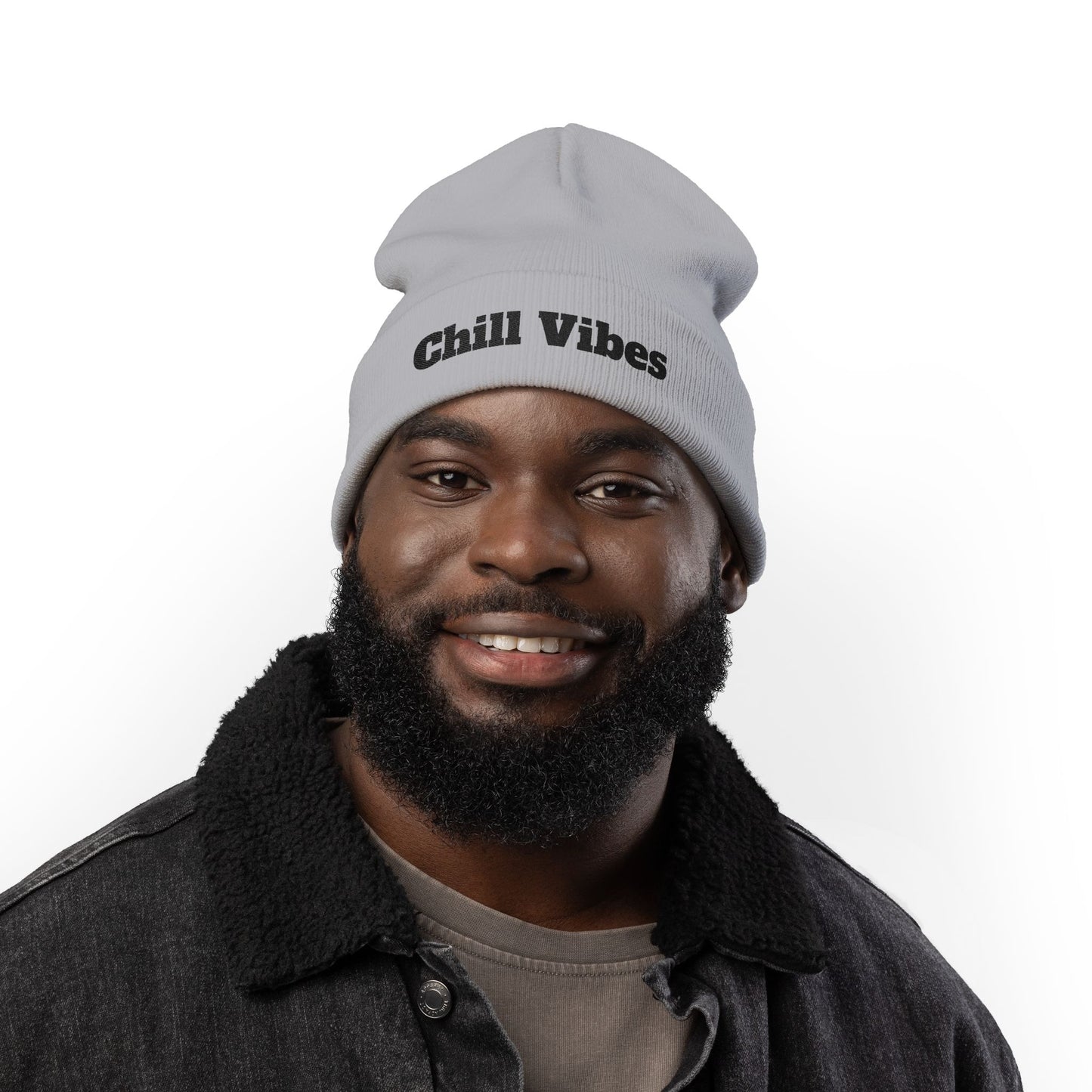 Chill Vibes Knit Beanie, Winter Hat, Cozy Accessories, Gift for Him/Her, Embroidered Beanie, Casual Headwear