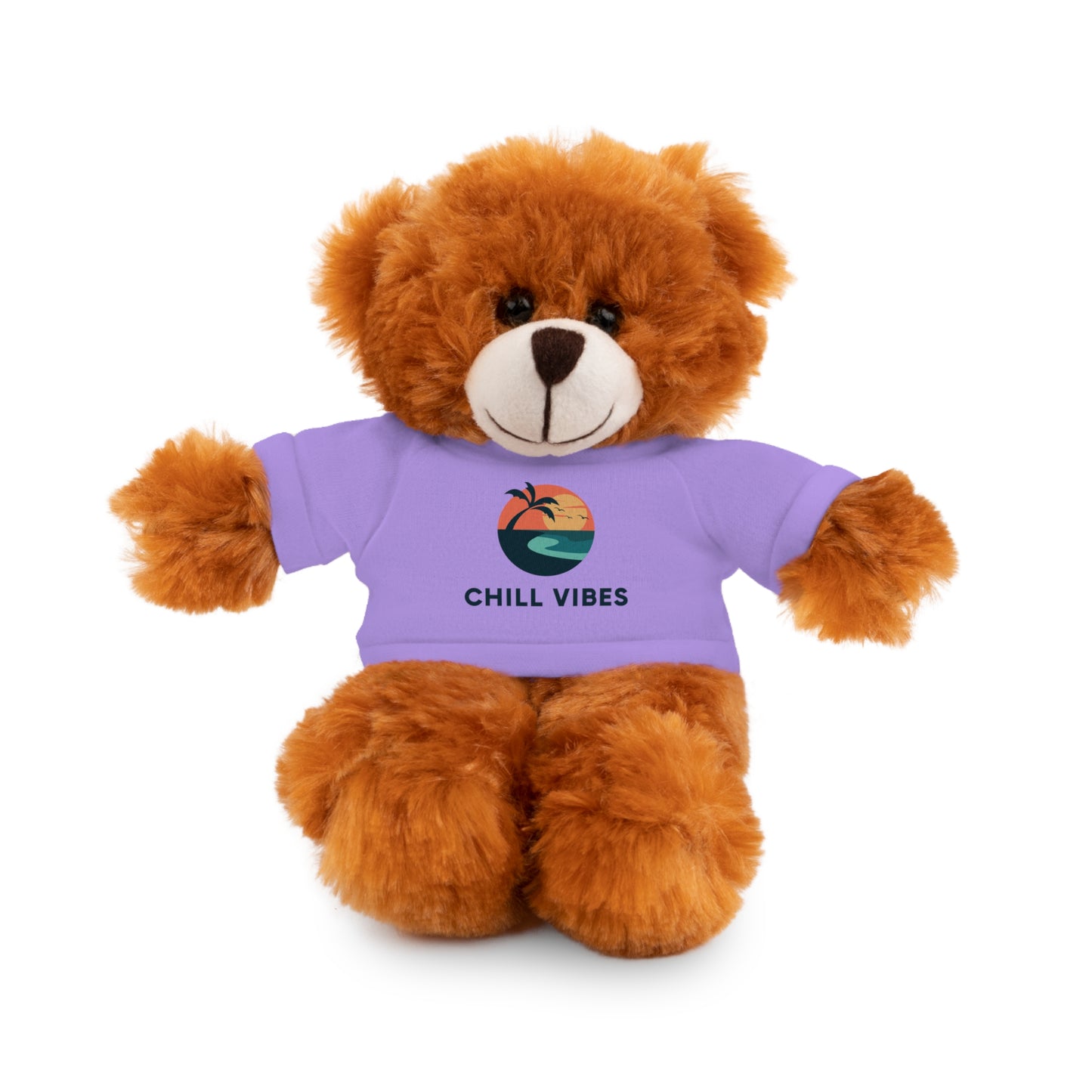 Chill Vibes Stuffed Animal, Cute Gift for Kids, Plush Toy with Tee, Birthday Present, Cozy Home Decor, Baby Shower Gift
