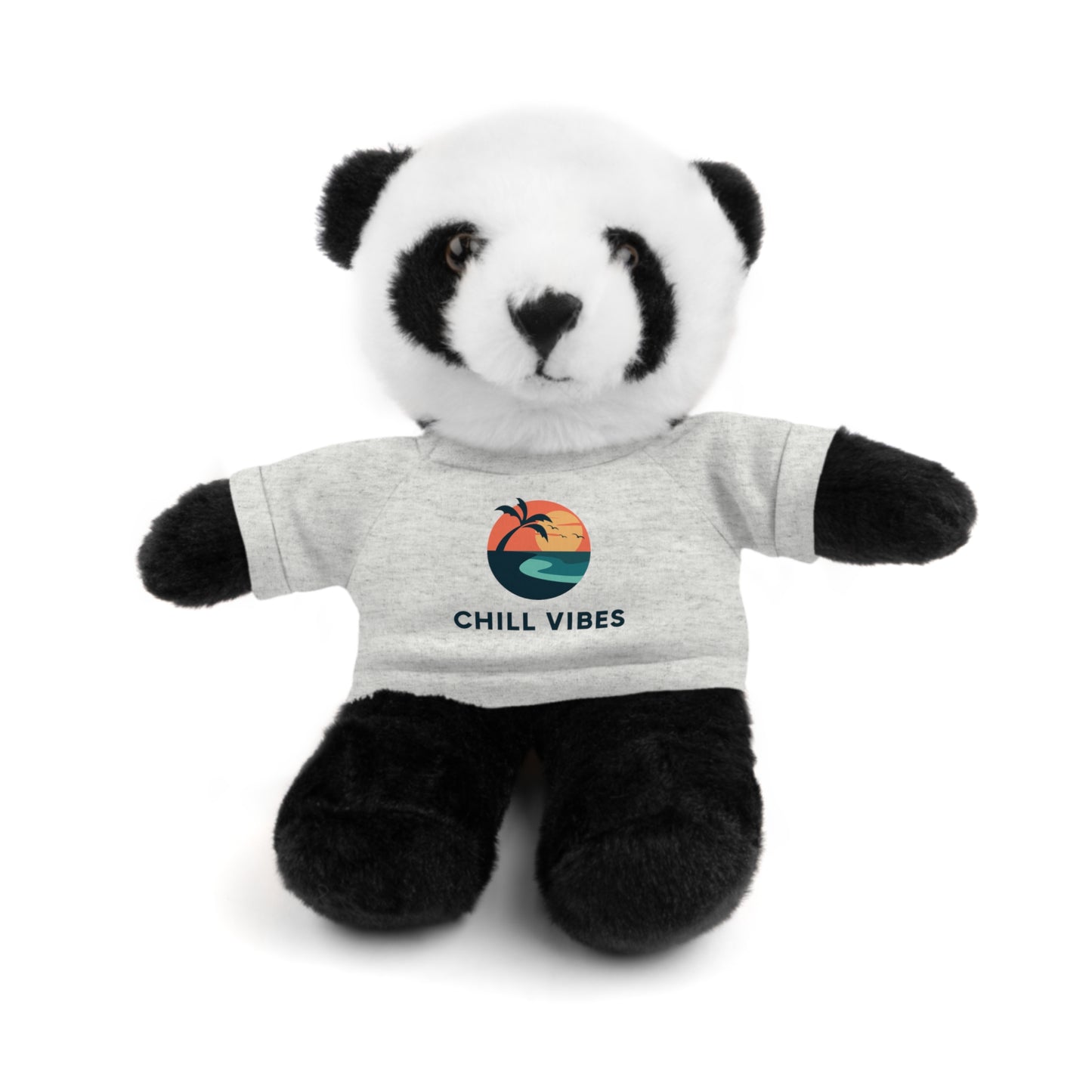 Chill Vibes Stuffed Animal, Cute Gift for Kids, Plush Toy with Tee, Birthday Present, Cozy Home Decor, Baby Shower Gift
