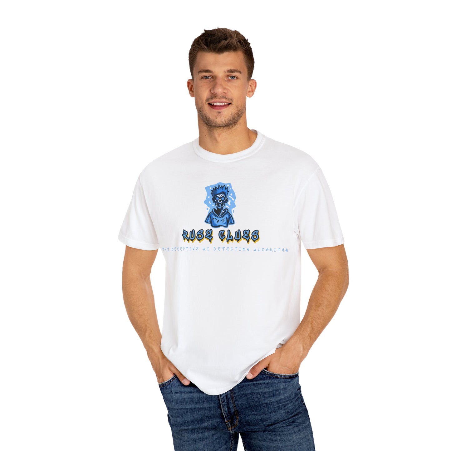 Unisex Garment-Dyed Ruse Clues™ T-shirt - Casual Style for Everyday Wear, Perfect Gift for Music Lovers, Summer Vibe, Graphic Tee