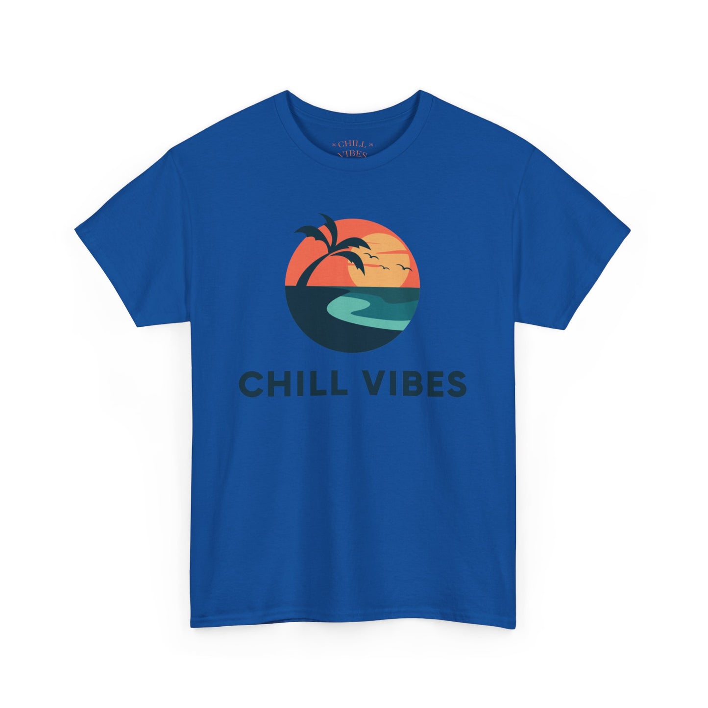 Chill Vibes Unisex Heavy Cotton Tee, Relaxed Fit T-Shirt, Summer Apparel, Beachwear, Gift for Him/Her, Casual Style