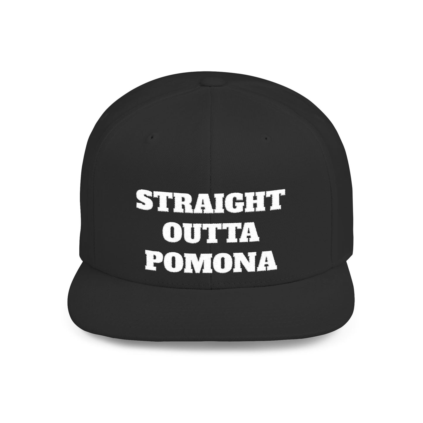 Straight Outta Pomona Flat Bill Snapback Cap, Cool Snapback Hat, Urban Fashion Accessory, Gift for Trendsetters, Streetwear Style