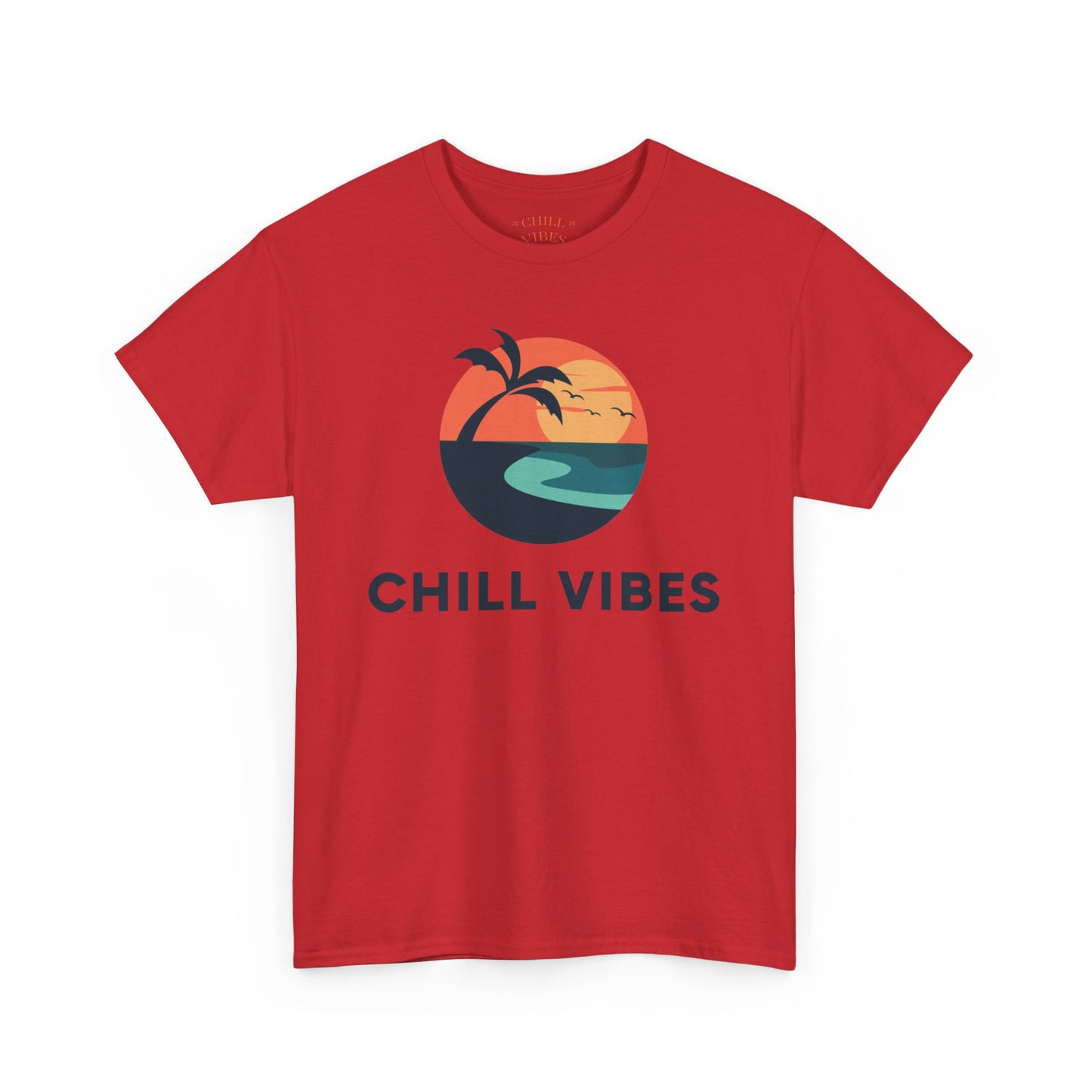 Chill Vibes Unisex Heavy Cotton Tee, Relaxed Fit T-Shirt, Summer Apparel, Beachwear, Gift for Him/Her, Casual Style