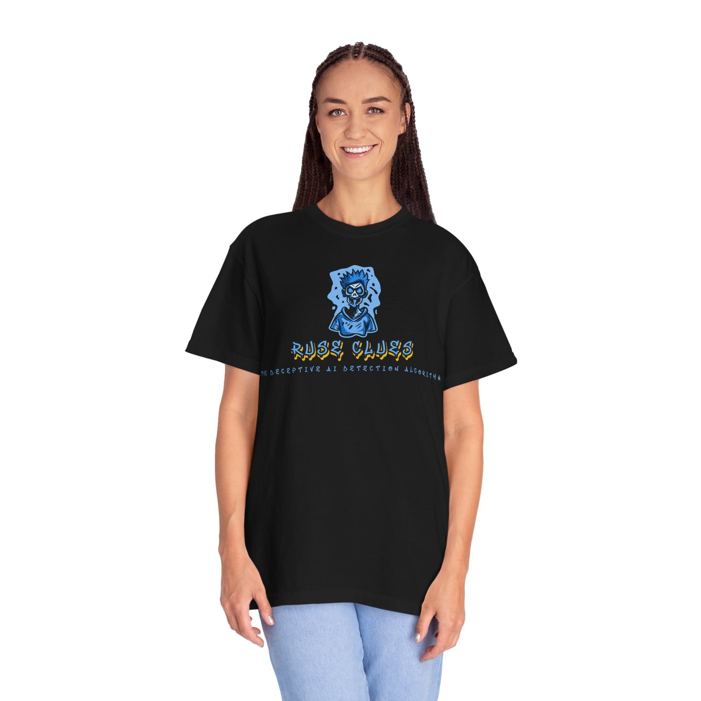 Unisex Garment-Dyed Ruse Clues™ T-shirt - Casual Style for Everyday Wear, Perfect Gift for Music Lovers, Summer Vibe, Graphic Tee