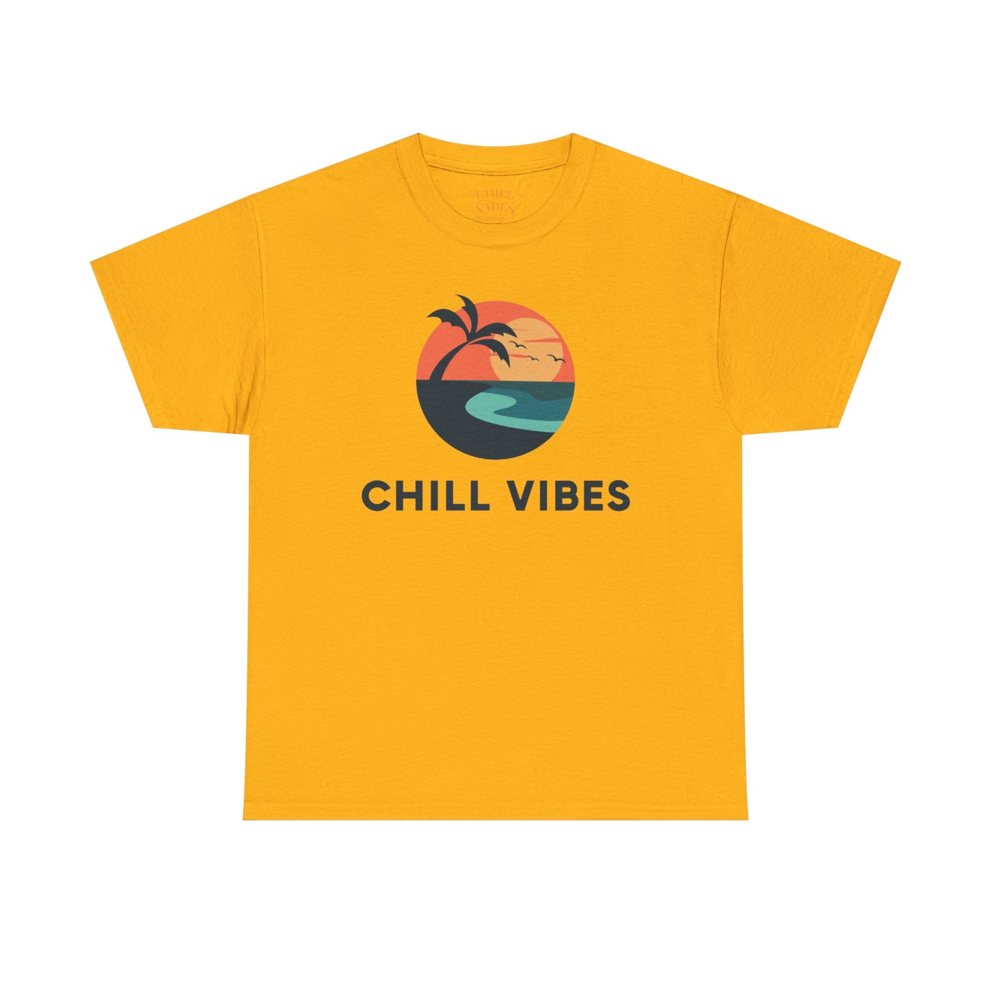 Chill Vibes Unisex Heavy Cotton Tee, Relaxed Fit T-Shirt, Summer Apparel, Beachwear, Gift for Him/Her, Casual Style