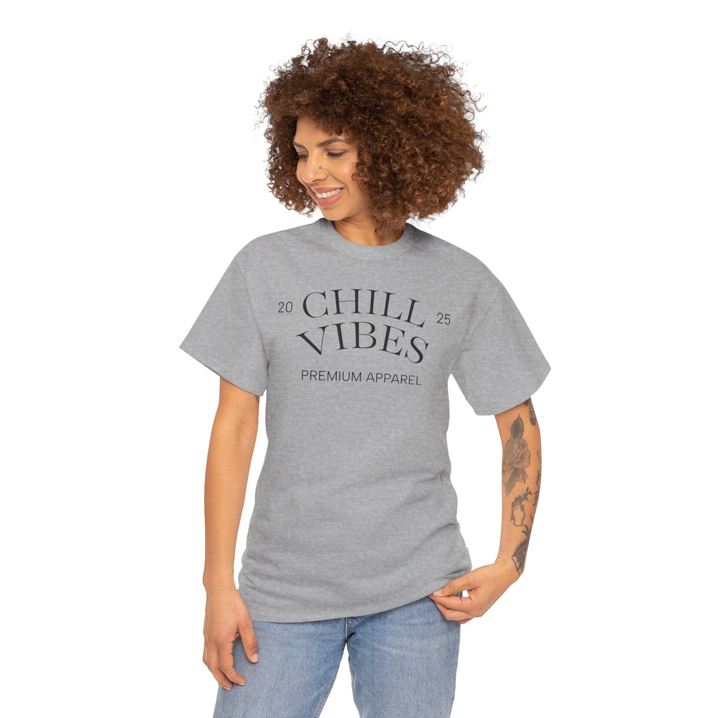 Chill Vibes Unisex Heavy Cotton Tee, Relaxed Wear, Casual Outfit, Gift for Friends, Everyday Style, Chill Apparel