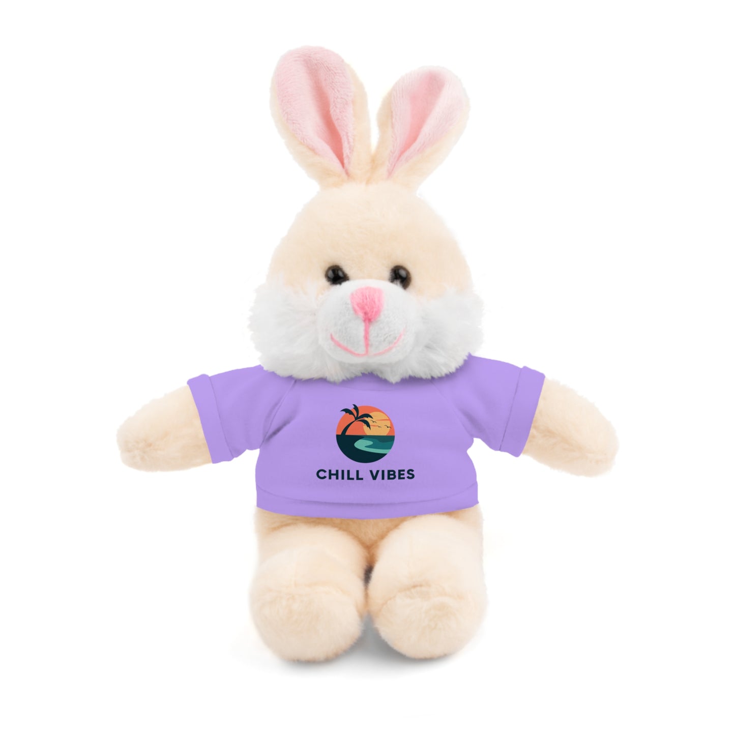 Chill Vibes Stuffed Animal, Cute Gift for Kids, Plush Toy with Tee, Birthday Present, Cozy Home Decor, Baby Shower Gift