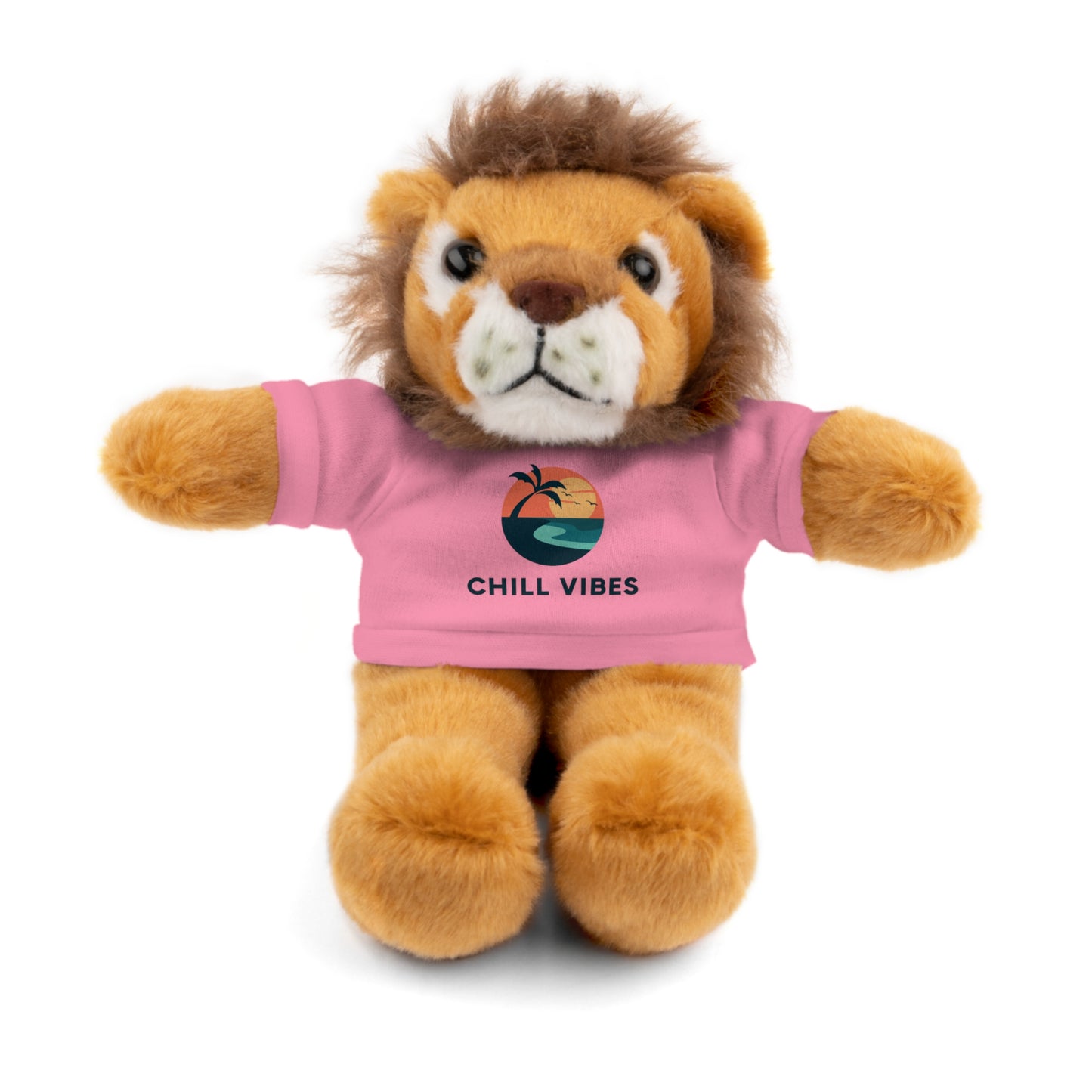 Chill Vibes Stuffed Animal, Cute Gift for Kids, Plush Toy with Tee, Birthday Present, Cozy Home Decor, Baby Shower Gift