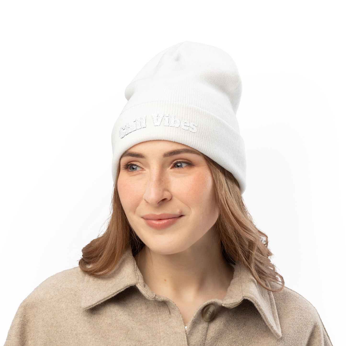 Chill Vibes Knit Beanie - Cozy Embroidered Winter Hat, Gift for Him, Her, Casual Style, Outdoor Activities, Perfect for Cold Weather