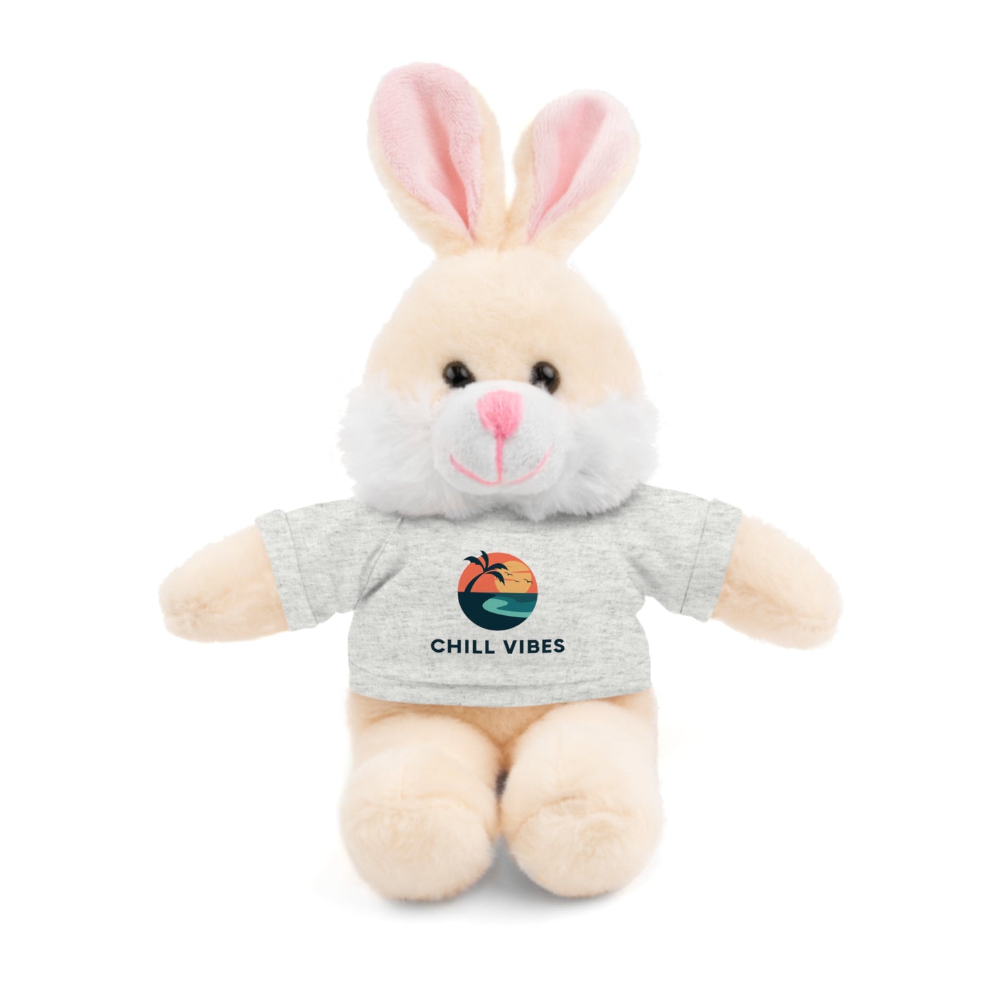 Chill Vibes Stuffed Animal, Cute Gift for Kids, Plush Toy with Tee, Birthday Present, Cozy Home Decor, Baby Shower Gift