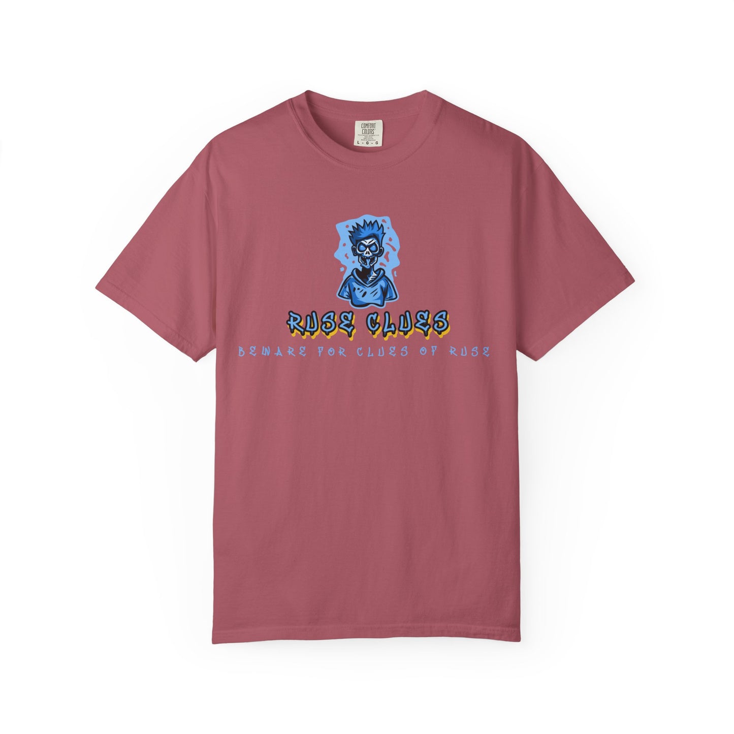 Unisex Garment-Dyed T-shirt with 'Ruse Clues™ ' Design - Casual Style for Everyday Wear, Perfect Gift for Music Lovers, Summer Vibe, Graphic Tee
