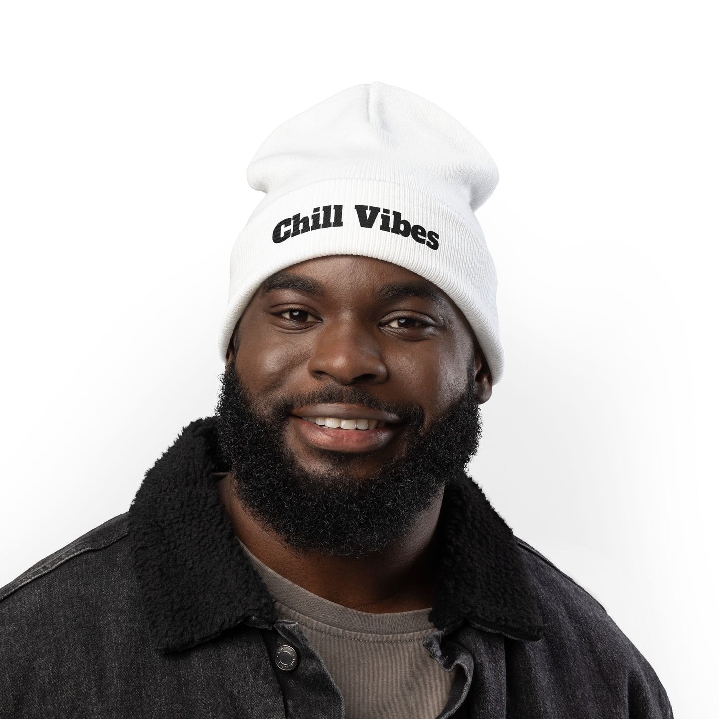 Chill Vibes Knit Beanie, Winter Hat, Cozy Accessories, Gift for Him/Her, Embroidered Beanie, Casual Headwear