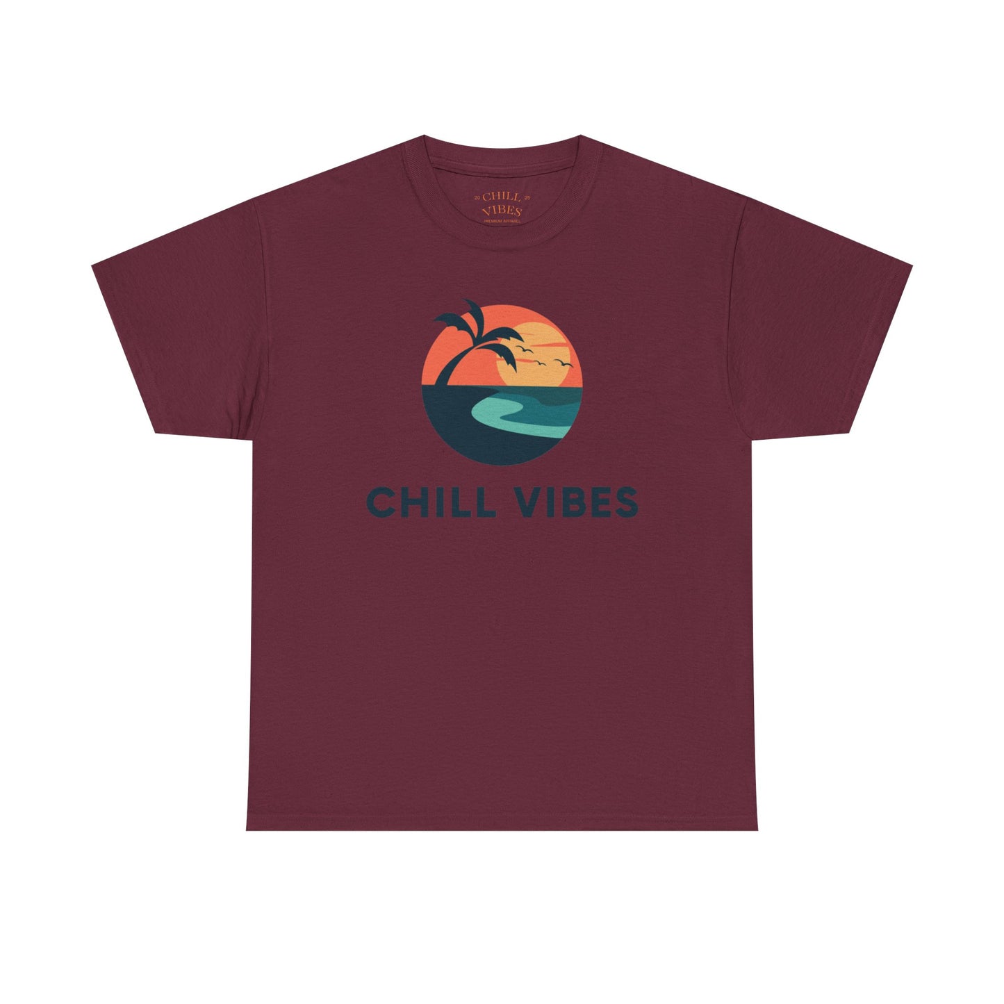 Chill Vibes Unisex Heavy Cotton Tee, Relaxed Fit T-Shirt, Summer Apparel, Beachwear, Gift for Him/Her, Casual Style