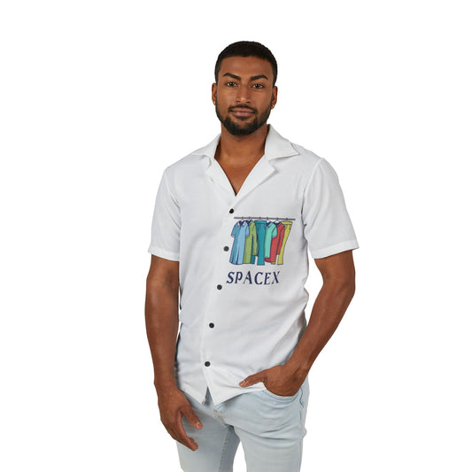 Stylish SpaceX Hawaiian Camp Shirt for Men, AOP Shirt, Casual Summer Wear, Vacation Essentials, Unique Gift for Space Lovers