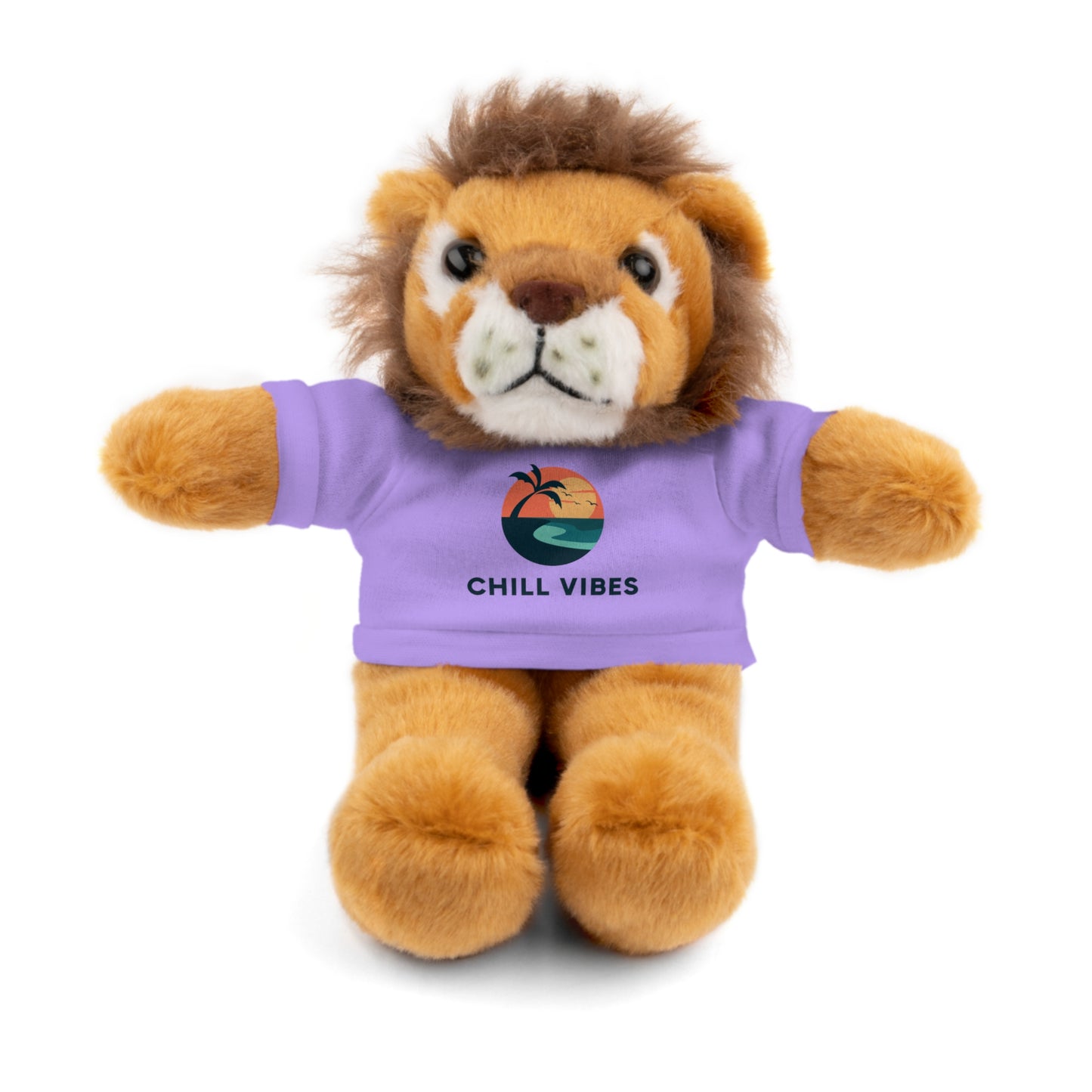 Chill Vibes Stuffed Animal, Cute Gift for Kids, Plush Toy with Tee, Birthday Present, Cozy Home Decor, Baby Shower Gift