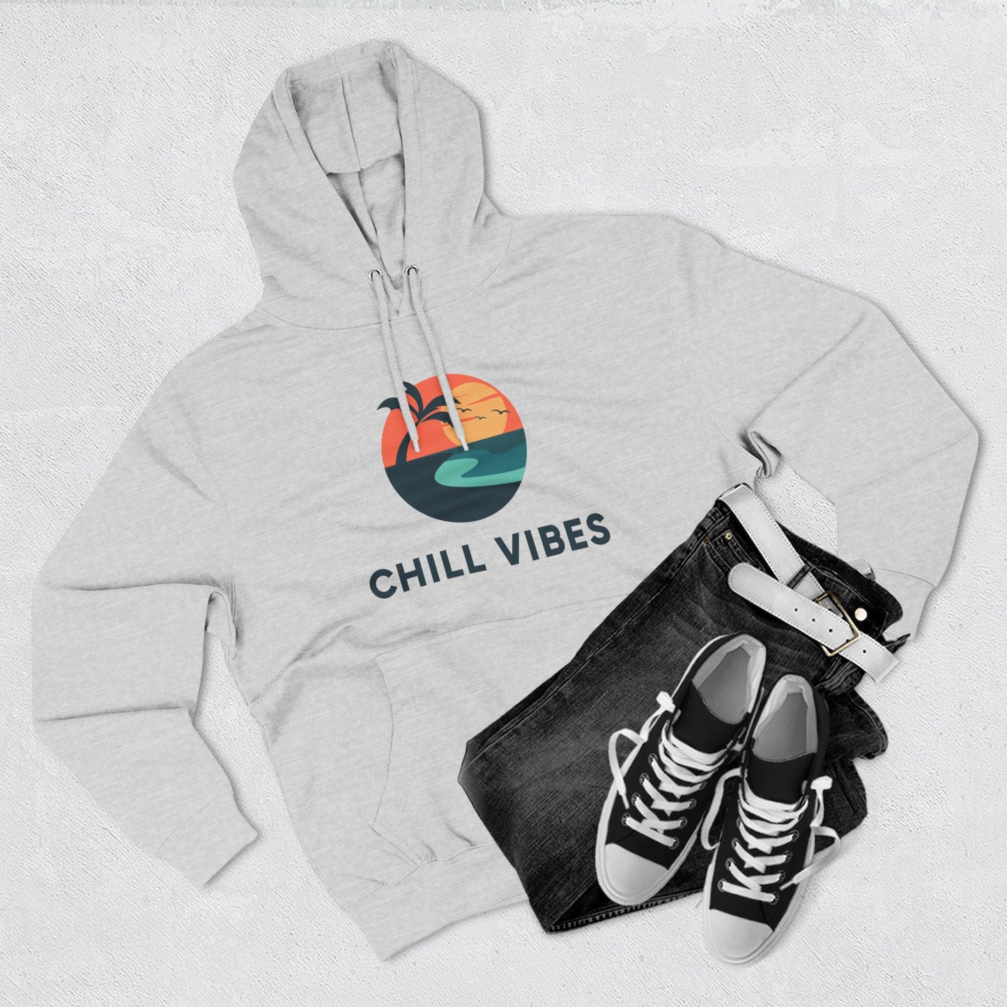 Chill Vibes Fleece Hoodie | Cozy Sweatshirt for Relaxed Days, Perfect Gift for Beach Lovers, Summer Nights, Casual Wear, Travel