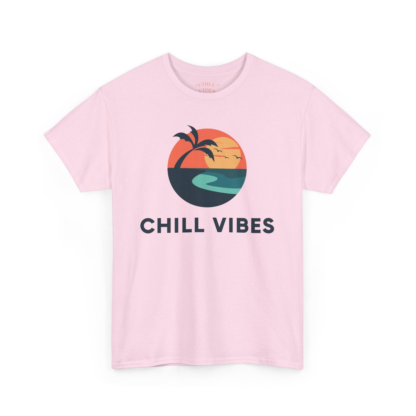 Chill Vibes Unisex Heavy Cotton Tee, Relaxed Fit T-Shirt, Summer Apparel, Beachwear, Gift for Him/Her, Casual Style