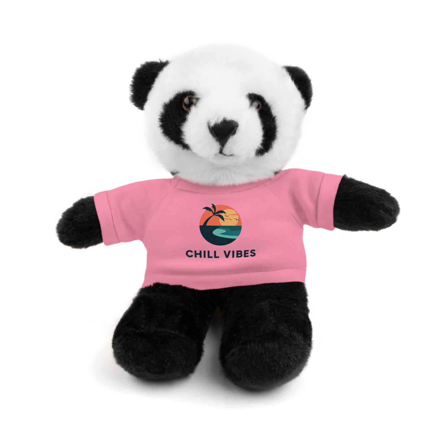 Chill Vibes Stuffed Animal, Cute Gift for Kids, Plush Toy with Tee, Birthday Present, Cozy Home Decor, Baby Shower Gift
