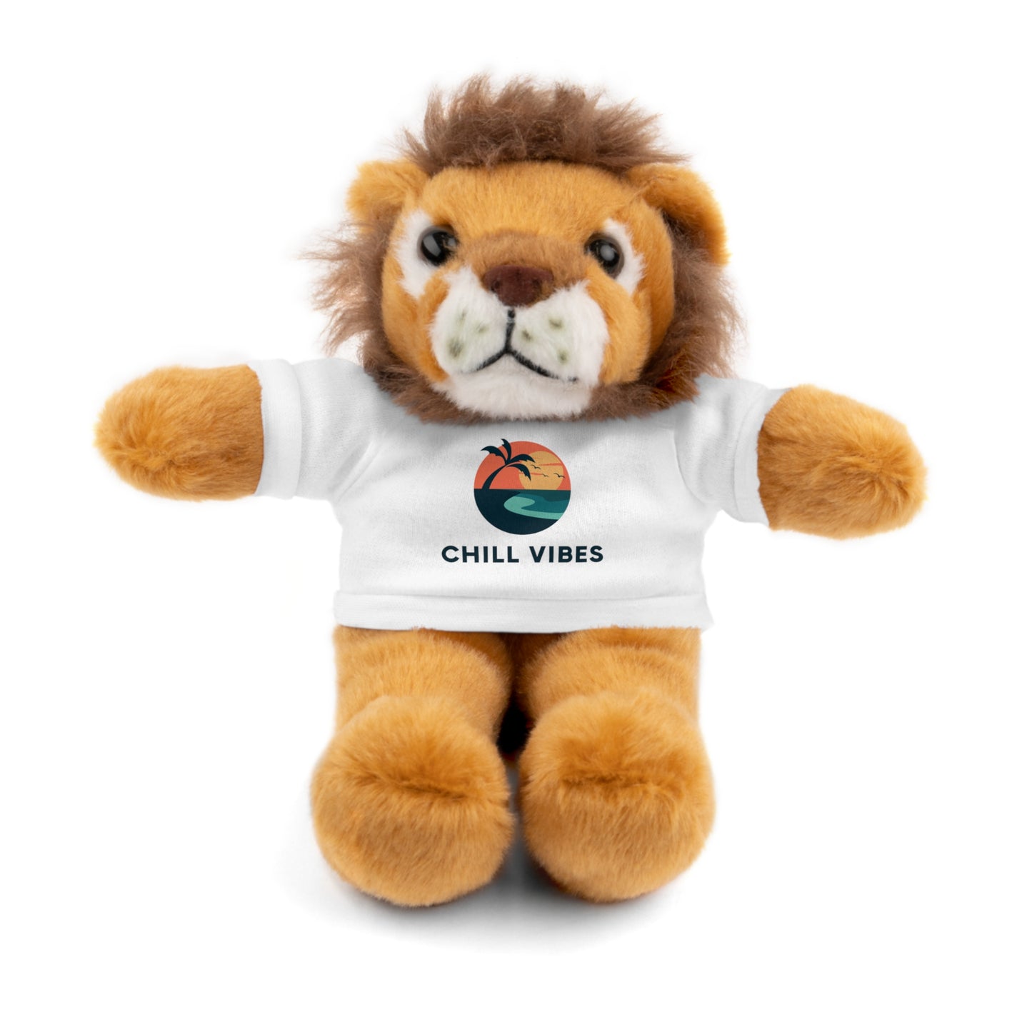 Chill Vibes Stuffed Animal, Cute Gift for Kids, Plush Toy with Tee, Birthday Present, Cozy Home Decor, Baby Shower Gift