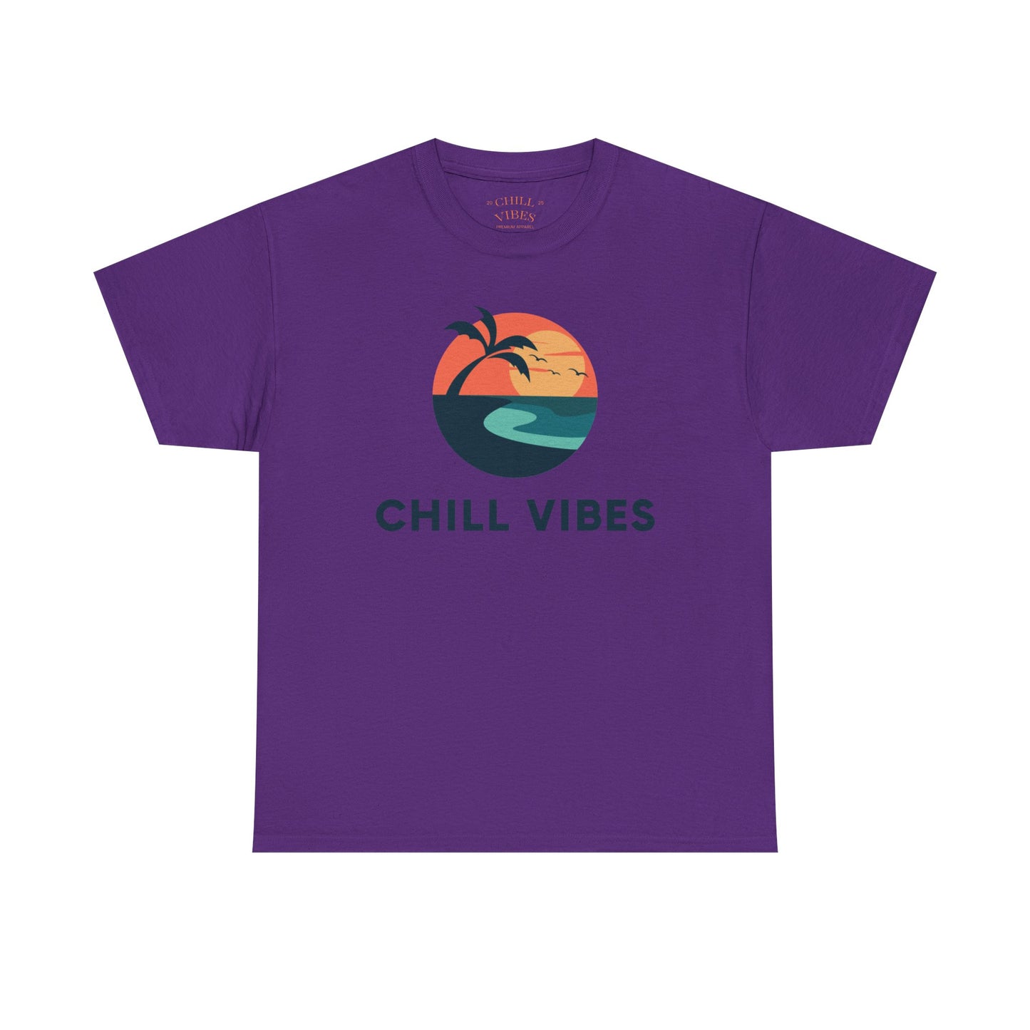 Chill Vibes Unisex Heavy Cotton Tee, Relaxed Fit T-Shirt, Summer Apparel, Beachwear, Gift for Him/Her, Casual Style