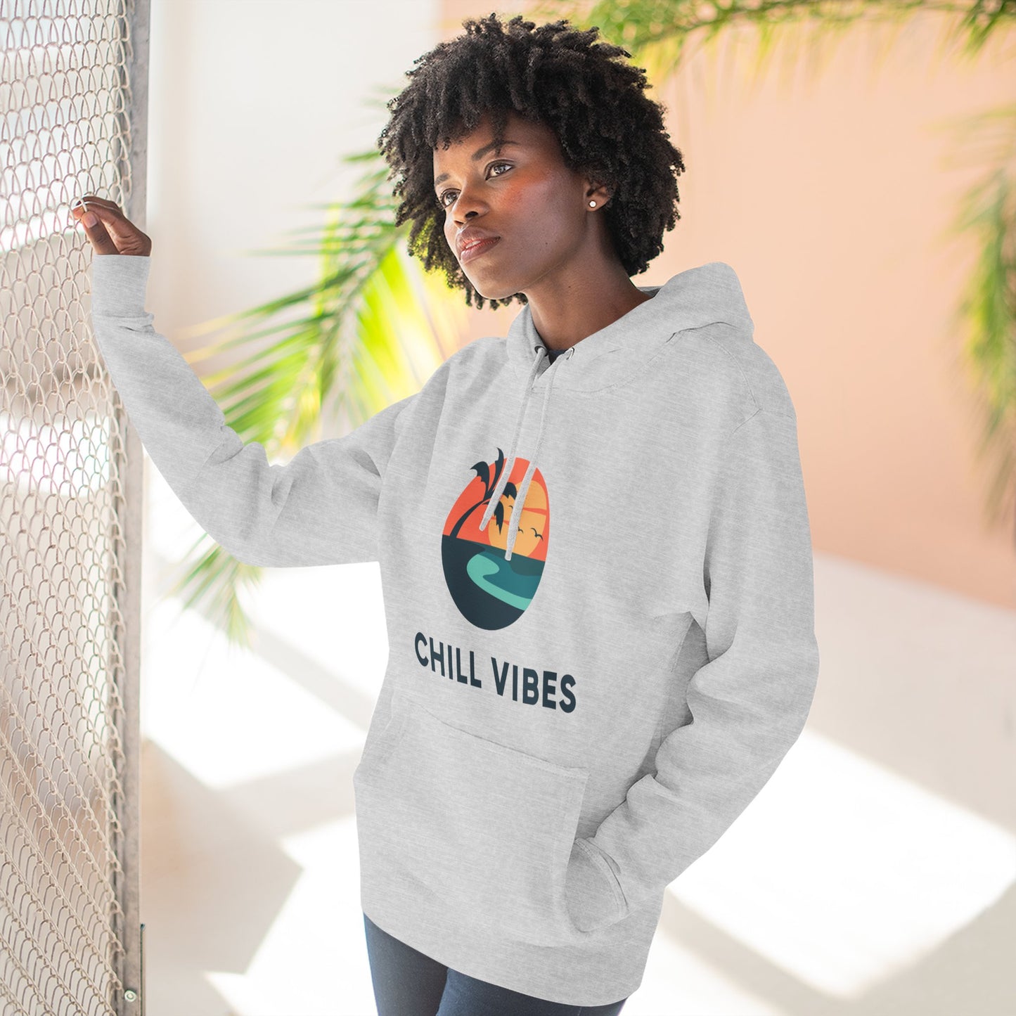 Chill Vibes Fleece Hoodie | Cozy Sweatshirt for Relaxed Days, Perfect Gift for Beach Lovers, Summer Nights, Casual Wear, Travel