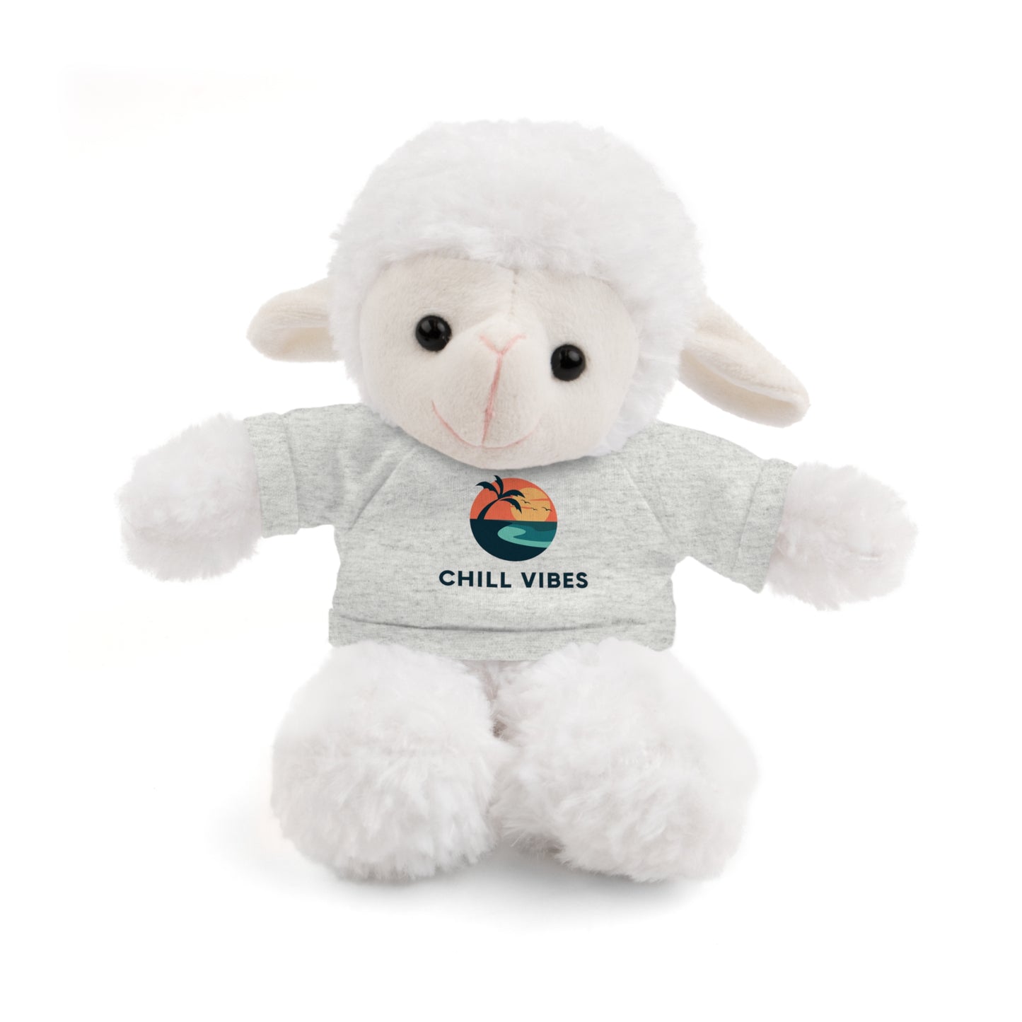 Chill Vibes Stuffed Animal, Cute Gift for Kids, Plush Toy with Tee, Birthday Present, Cozy Home Decor, Baby Shower Gift