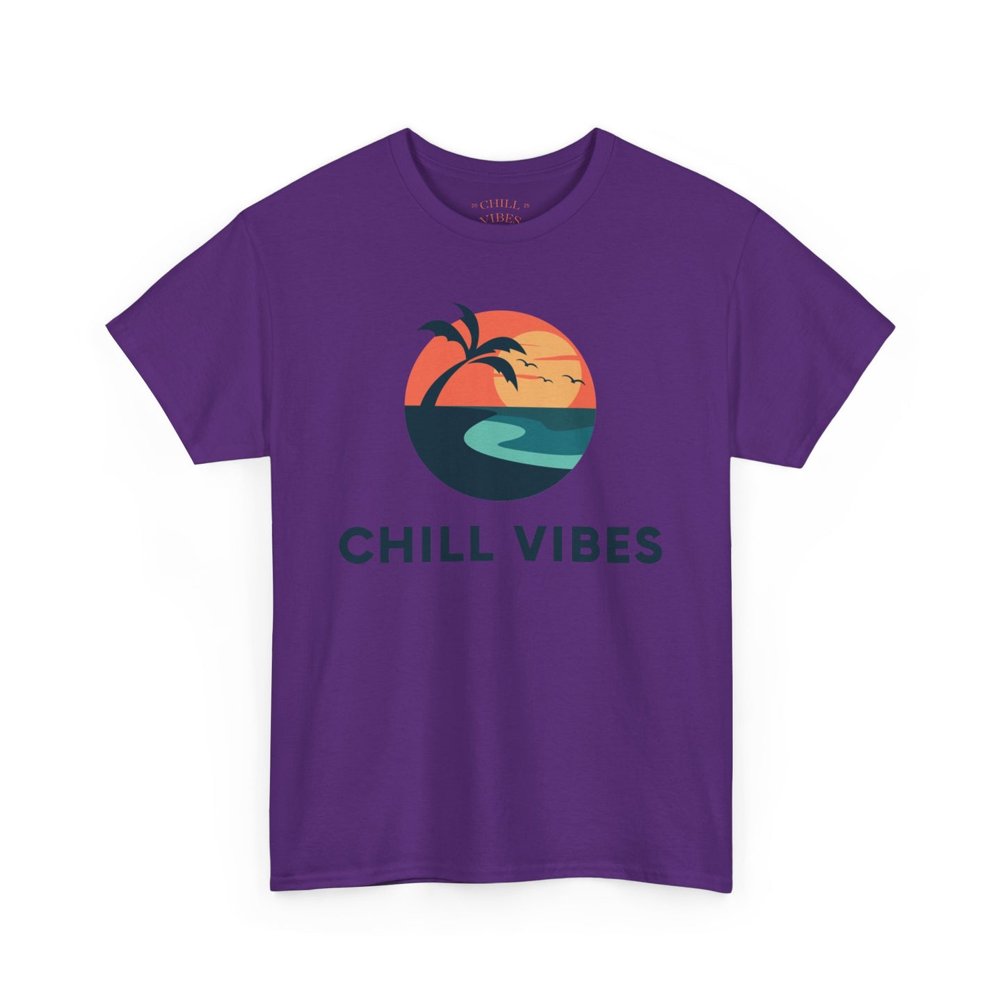Chill Vibes Unisex Heavy Cotton Tee, Relaxed Fit T-Shirt, Summer Apparel, Beachwear, Gift for Him/Her, Casual Style