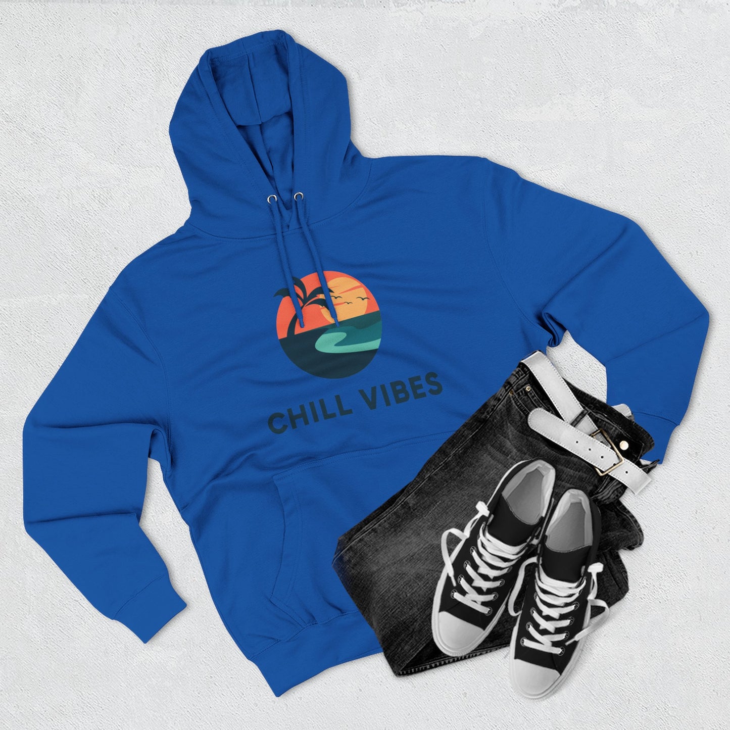 Chill Vibes Fleece Hoodie | Cozy Sweatshirt for Relaxed Days, Perfect Gift for Beach Lovers, Summer Nights, Casual Wear, Travel