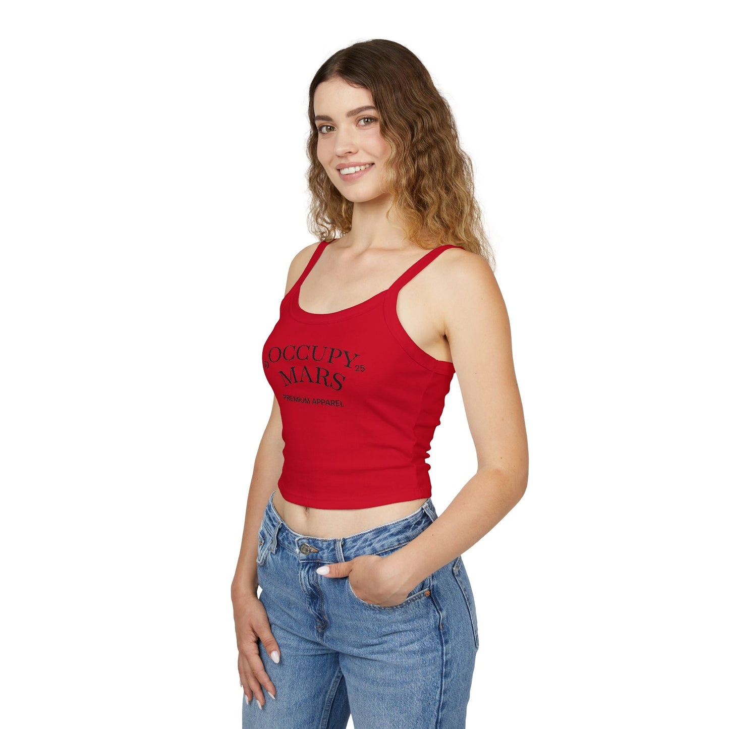 Occupy Mars™ Spaghetti Strap Tank Top, Trendy Crop Top, Summer Fashion, Space Lover Gift, Casual Wear, Festival Outfit
