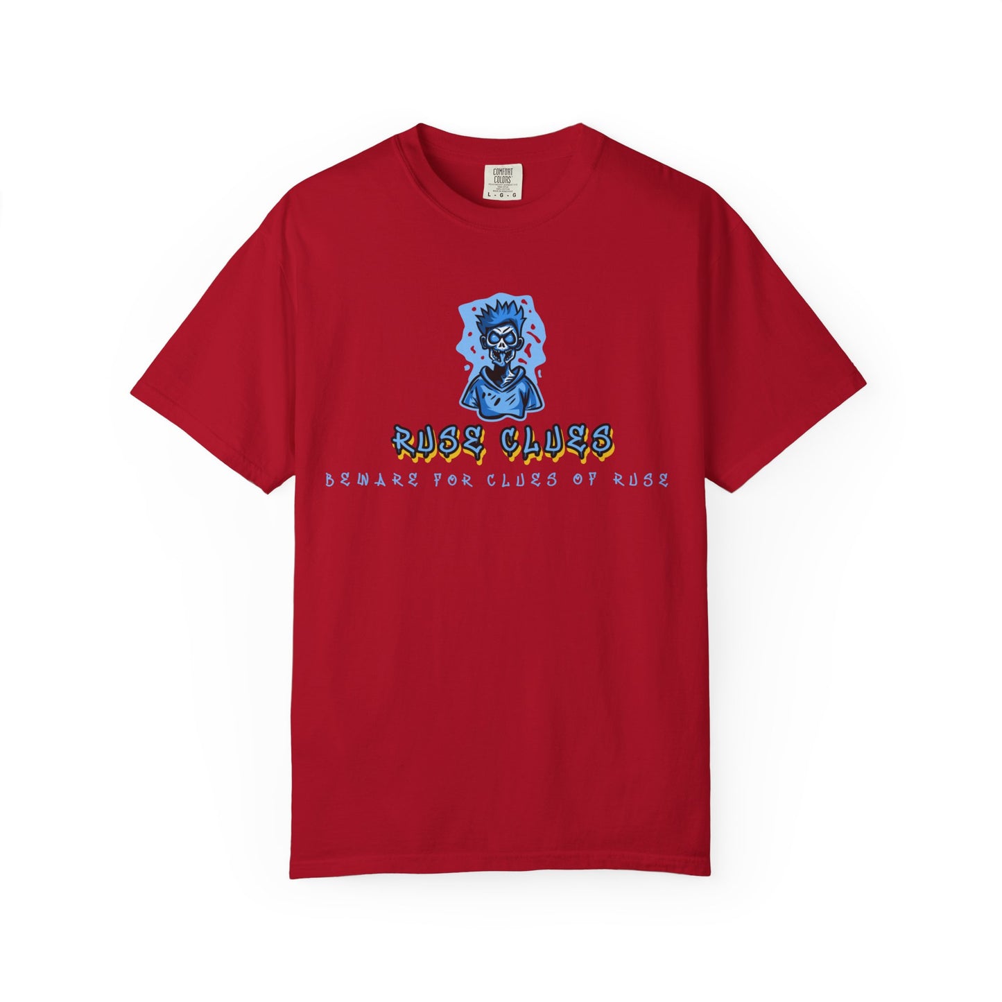 Unisex Garment-Dyed T-shirt with 'Ruse Clues™ ' Design - Casual Style for Everyday Wear, Perfect Gift for Music Lovers, Summer Vibe, Graphic Tee