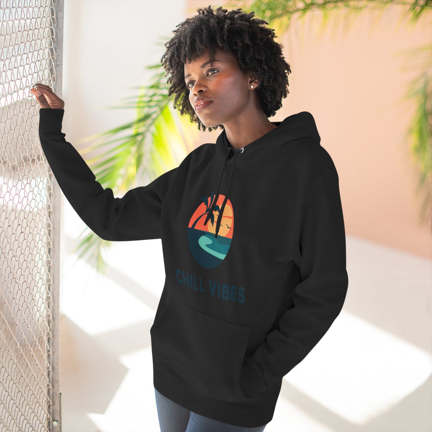 Chill Vibes Fleece Hoodie | Cozy Sweatshirt for Relaxed Days, Perfect Gift for Beach Lovers, Summer Nights, Casual Wear, Travel