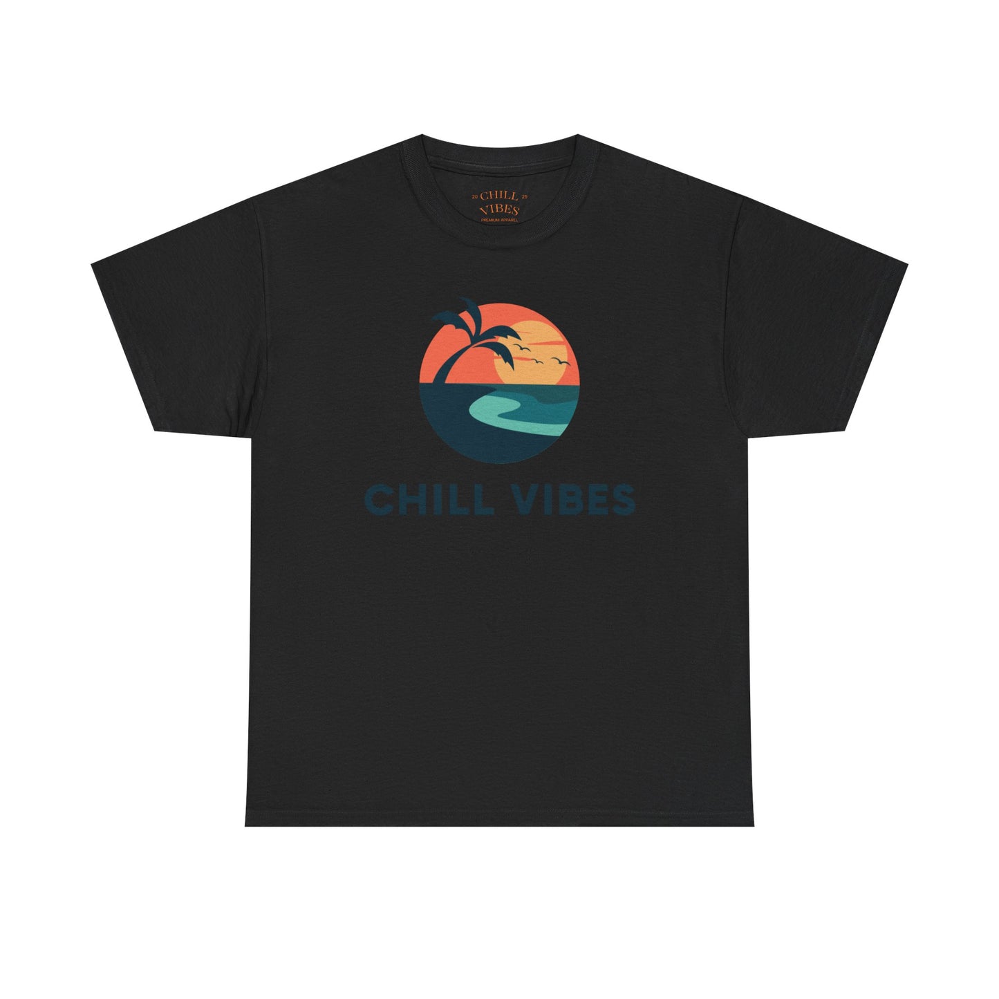 Chill Vibes Unisex Heavy Cotton Tee, Relaxed Fit T-Shirt, Summer Apparel, Beachwear, Gift for Him/Her, Casual Style