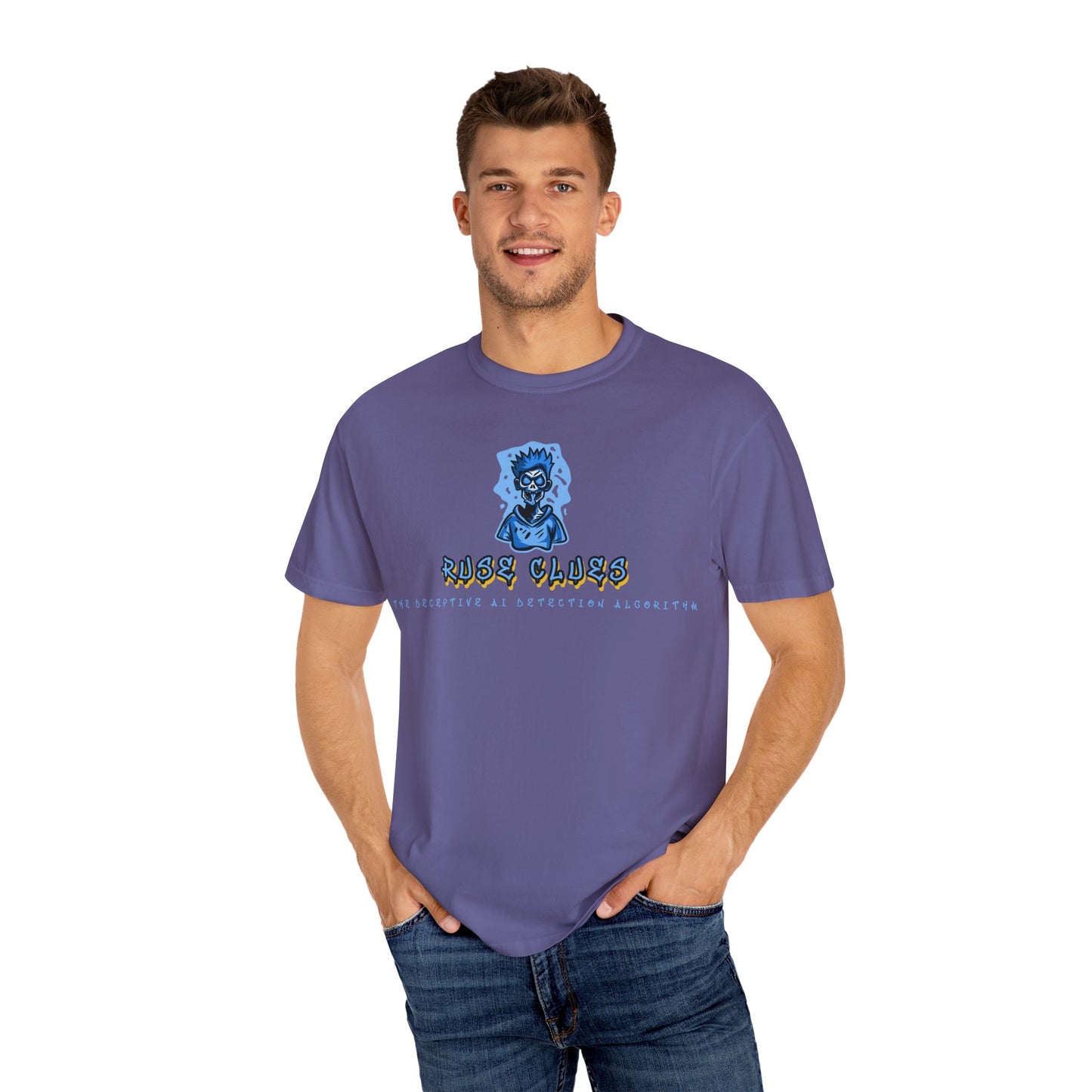 Unisex Garment-Dyed Ruse Clues™ T-shirt - Casual Style for Everyday Wear, Perfect Gift for Music Lovers, Summer Vibe, Graphic Tee