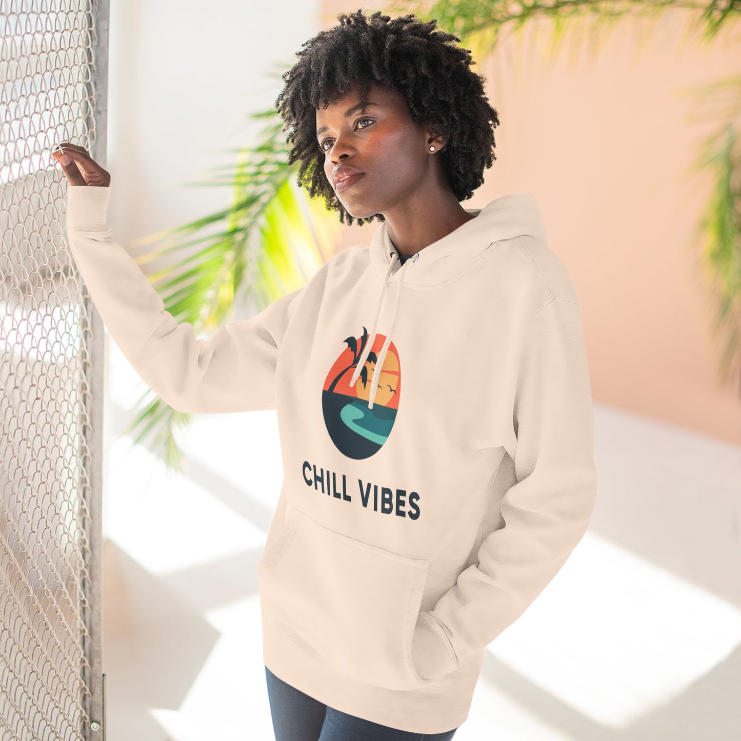 Chill Vibes Fleece Hoodie | Cozy Sweatshirt for Relaxed Days, Perfect Gift for Beach Lovers, Summer Nights, Casual Wear, Travel