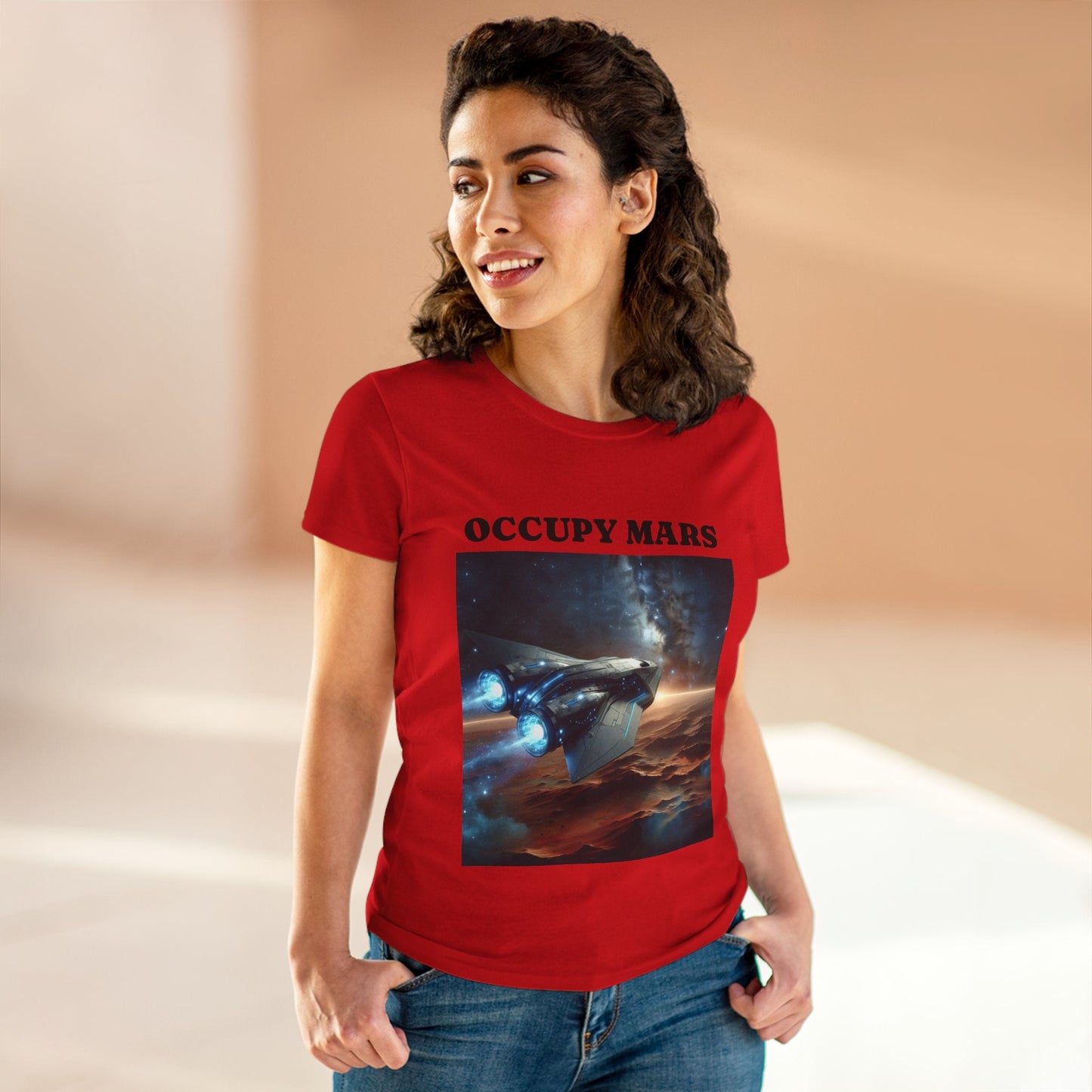 Occupy Mars™ Women's Apparel Tee, Casual Shirt, Gift for Space Lovers, Sci-Fi Fashion,