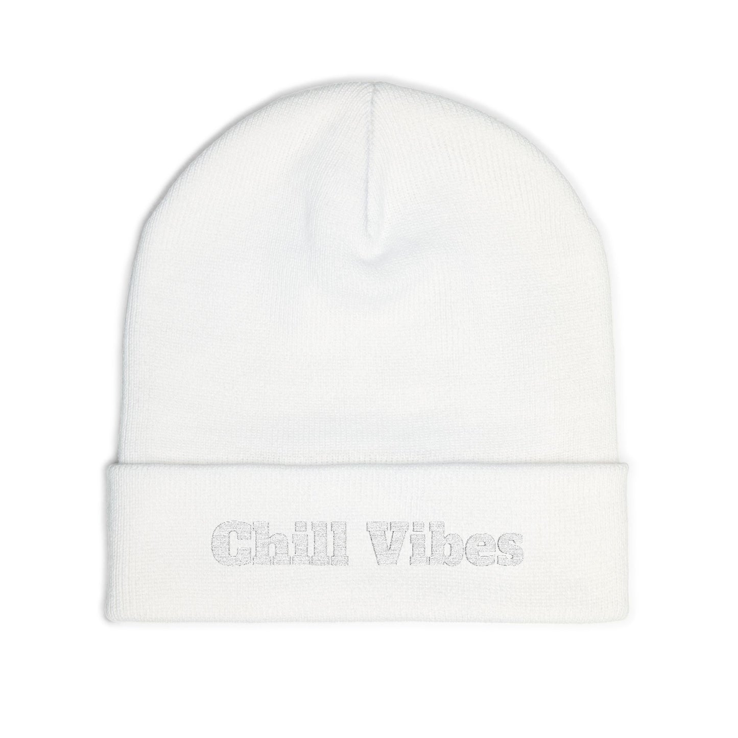 Chill Vibes Knit Beanie - Cozy Embroidered Winter Hat, Gift for Him, Her, Casual Style, Outdoor Activities, Perfect for Cold Weather