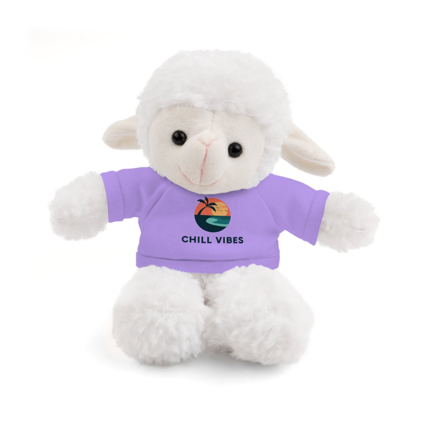 Chill Vibes Stuffed Animal, Cute Gift for Kids, Plush Toy with Tee, Birthday Present, Cozy Home Decor, Baby Shower Gift