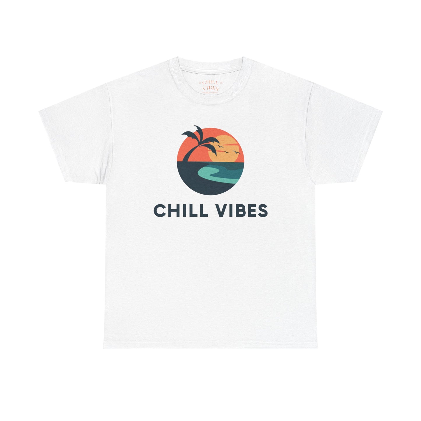 Chill Vibes Unisex Heavy Cotton Tee, Relaxed Fit T-Shirt, Summer Apparel, Beachwear, Gift for Him/Her, Casual Style