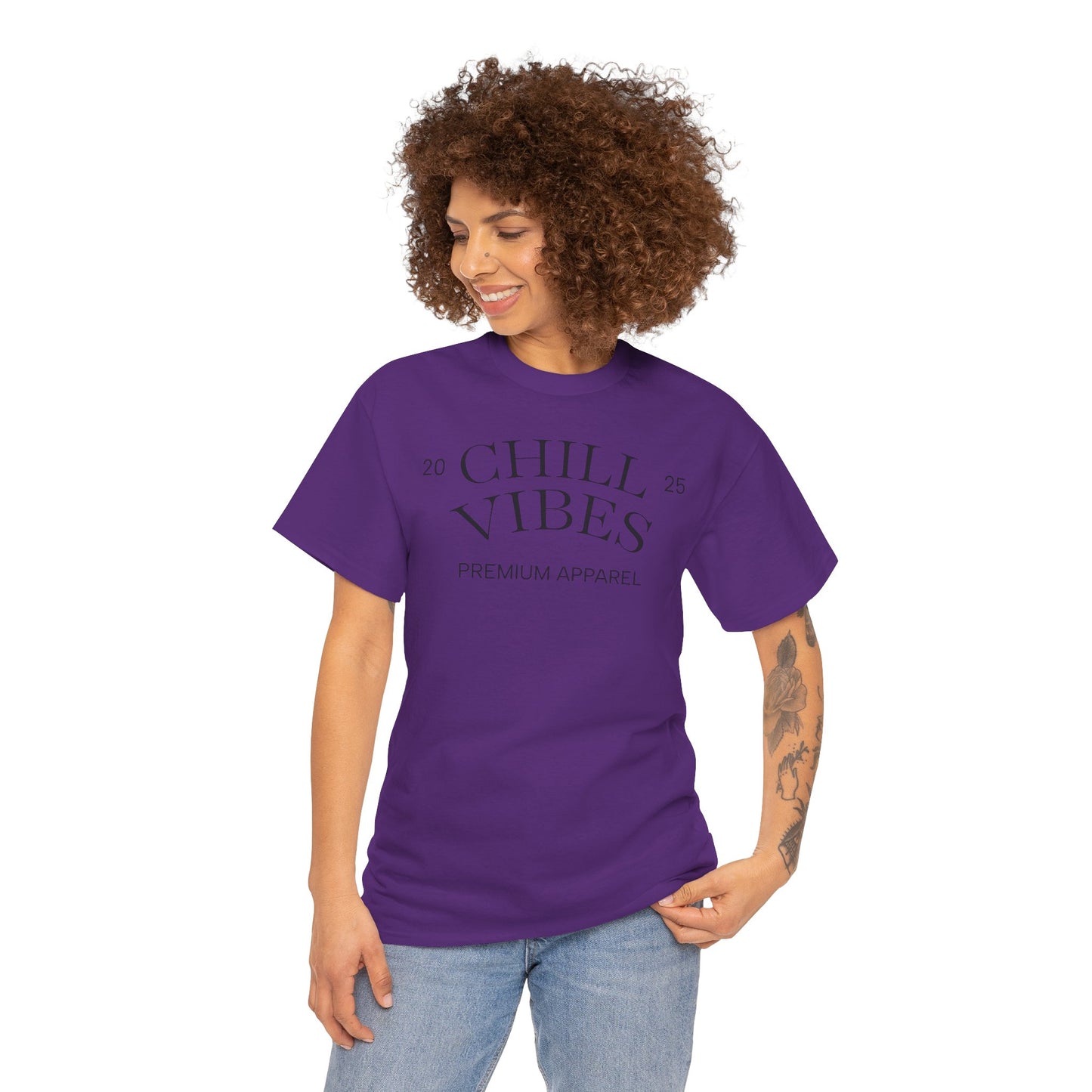 Chill Vibes Unisex Heavy Cotton Tee, Relaxed Wear, Casual Outfit, Gift for Friends, Everyday Style, Chill Apparel