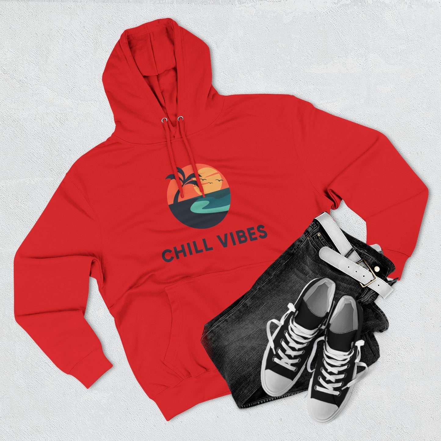 Chill Vibes Fleece Hoodie | Cozy Sweatshirt for Relaxed Days, Perfect Gift for Beach Lovers, Summer Nights, Casual Wear, Travel