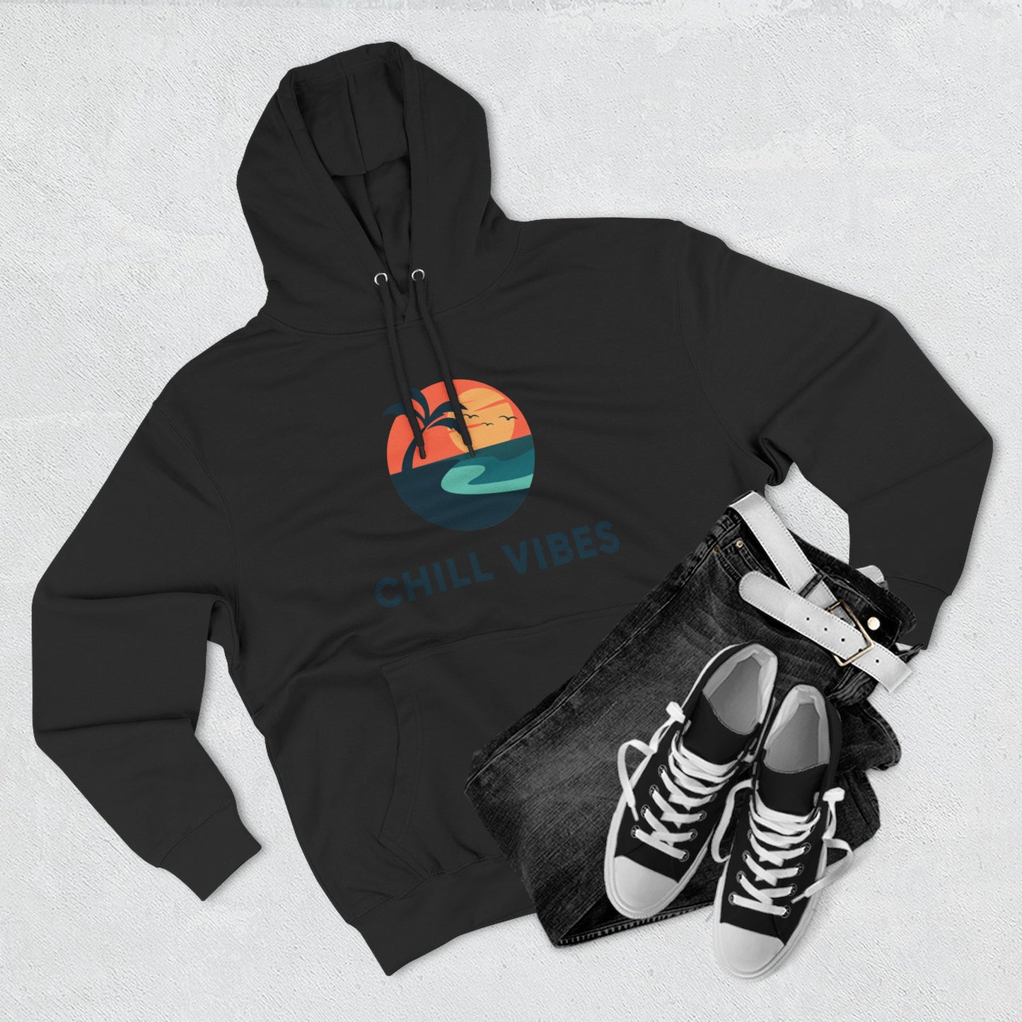 Chill Vibes Fleece Hoodie | Cozy Sweatshirt for Relaxed Days, Perfect Gift for Beach Lovers, Summer Nights, Casual Wear, Travel