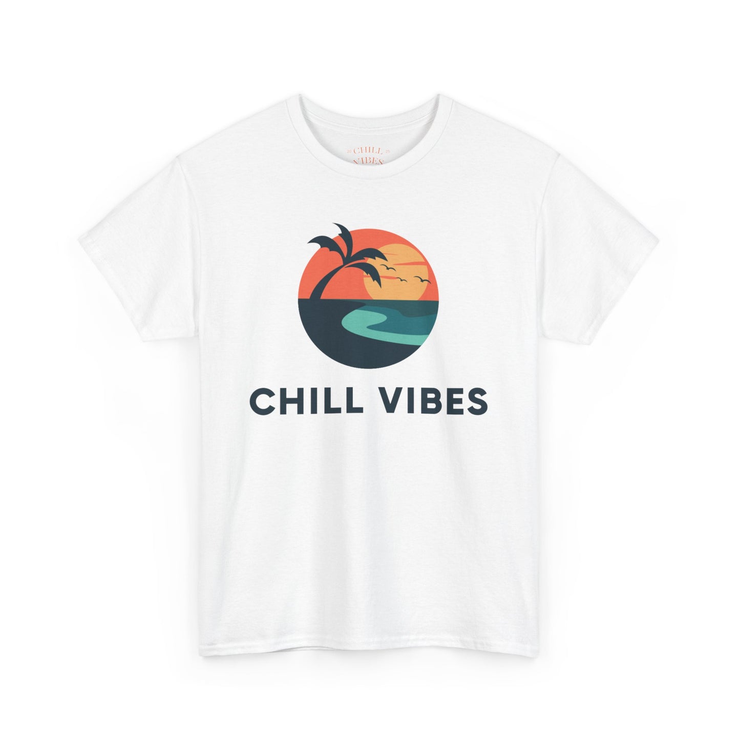 Chill Vibes Unisex Heavy Cotton Tee, Relaxed Fit T-Shirt, Summer Apparel, Beachwear, Gift for Him/Her, Casual Style