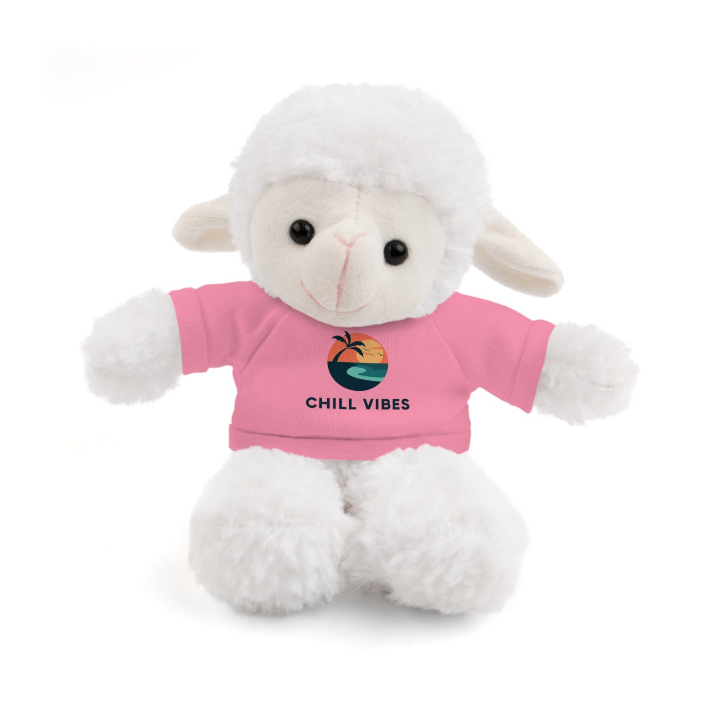 Chill Vibes Stuffed Animal, Cute Gift for Kids, Plush Toy with Tee, Birthday Present, Cozy Home Decor, Baby Shower Gift