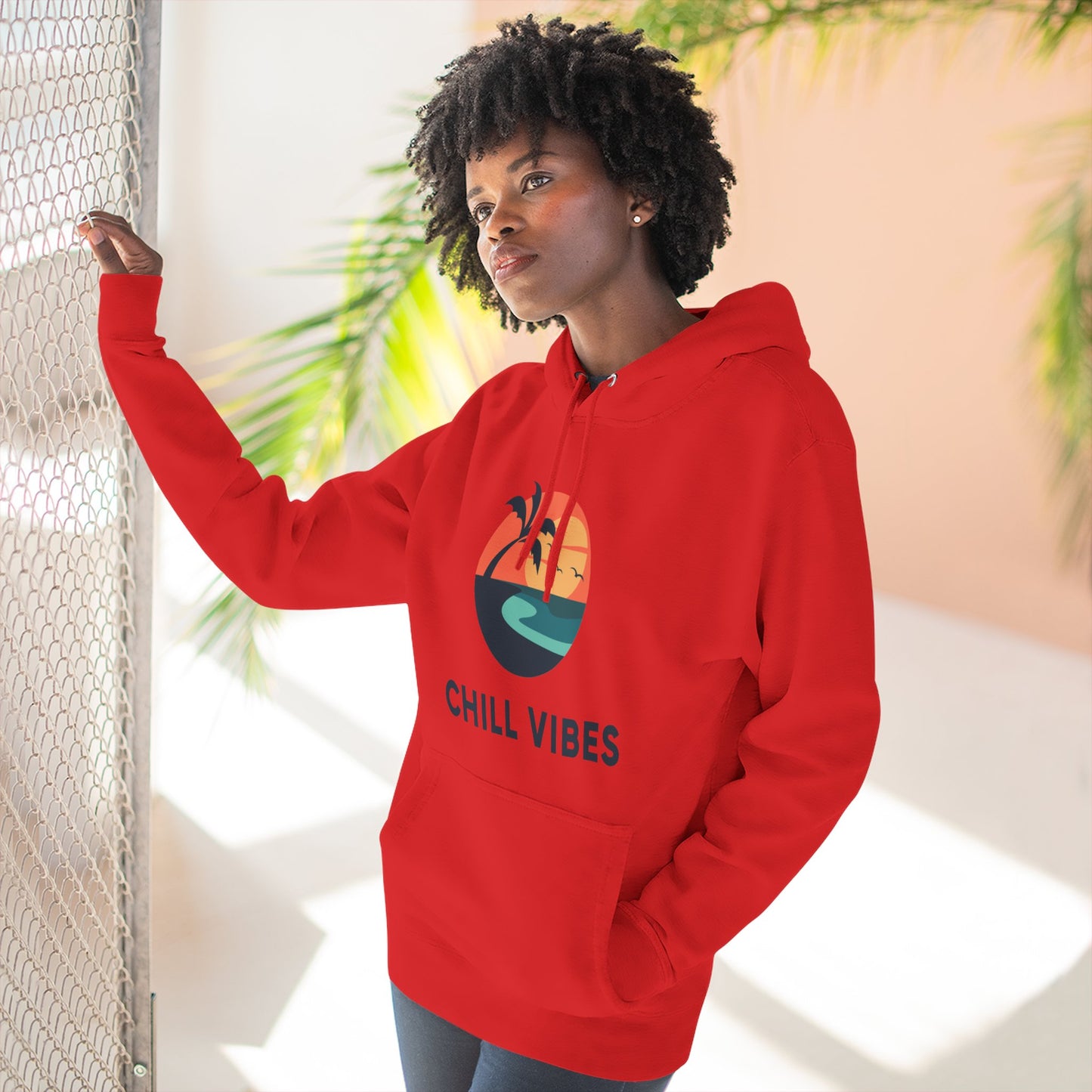 Chill Vibes Fleece Hoodie | Cozy Sweatshirt for Relaxed Days, Perfect Gift for Beach Lovers, Summer Nights, Casual Wear, Travel