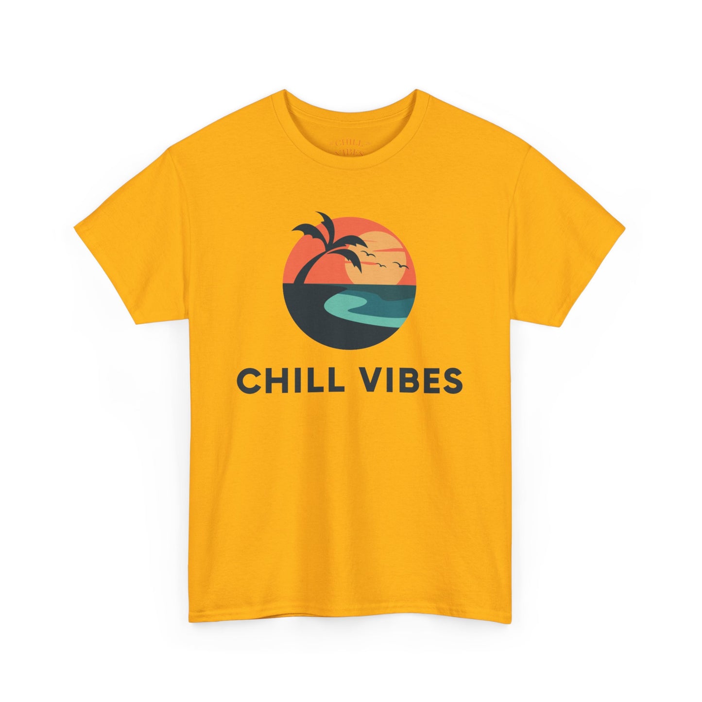 Chill Vibes Unisex Heavy Cotton Tee, Relaxed Fit T-Shirt, Summer Apparel, Beachwear, Gift for Him/Her, Casual Style