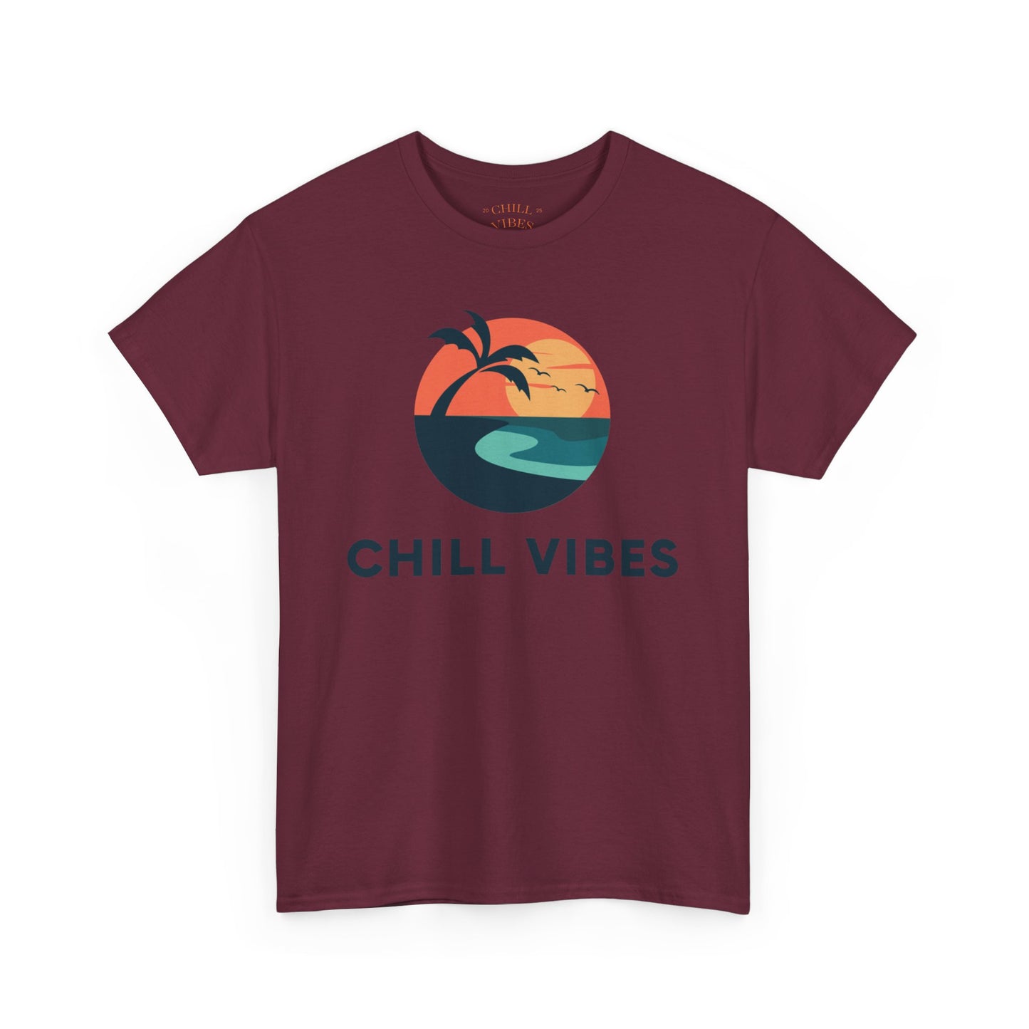 Chill Vibes Unisex Heavy Cotton Tee, Relaxed Fit T-Shirt, Summer Apparel, Beachwear, Gift for Him/Her, Casual Style