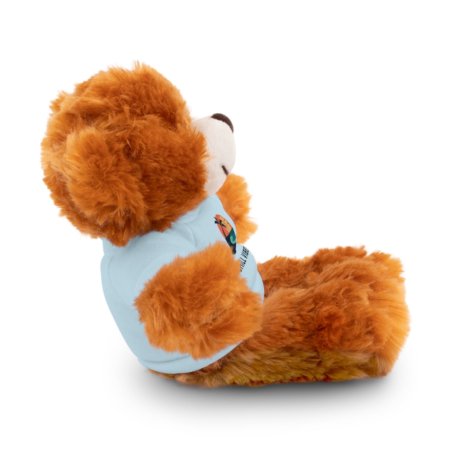 Chill Vibes Stuffed Animal, Cute Gift for Kids, Plush Toy with Tee, Birthday Present, Cozy Home Decor, Baby Shower Gift